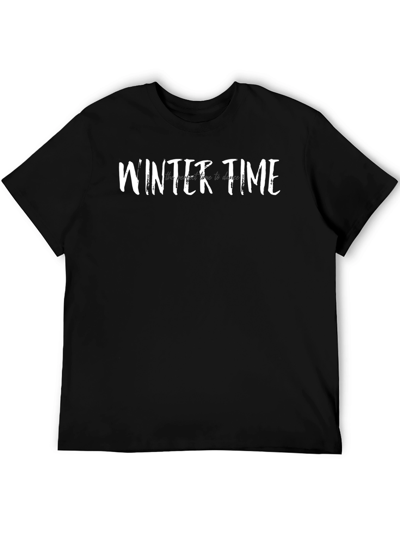 Winter Time Graphic Tee - Black Short Sleeve Crew Neck