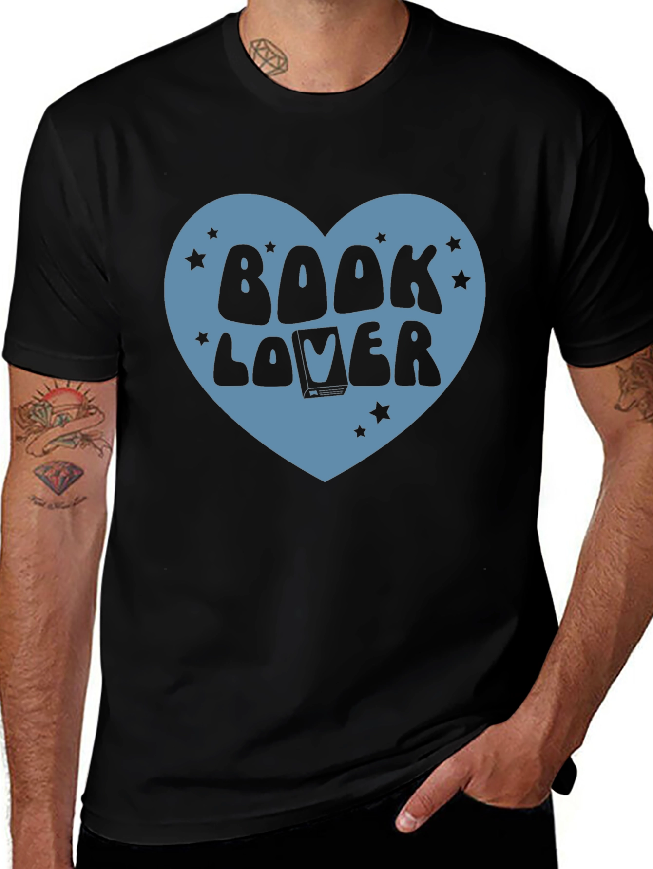Book Lover Graphic T-Shirt - Black