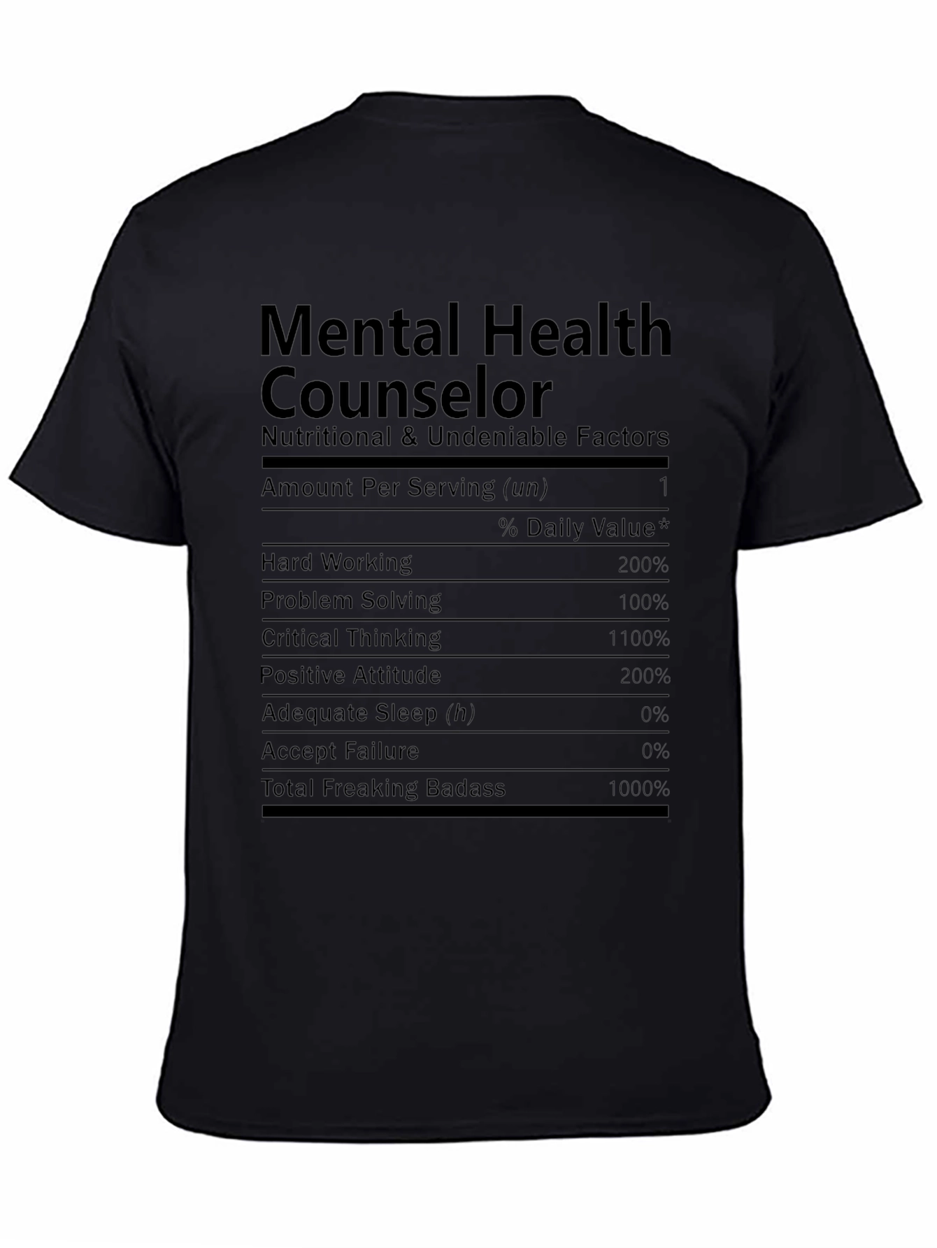 Mental Health Counselor T-Shirt - Nutritional Facts Funny Tee