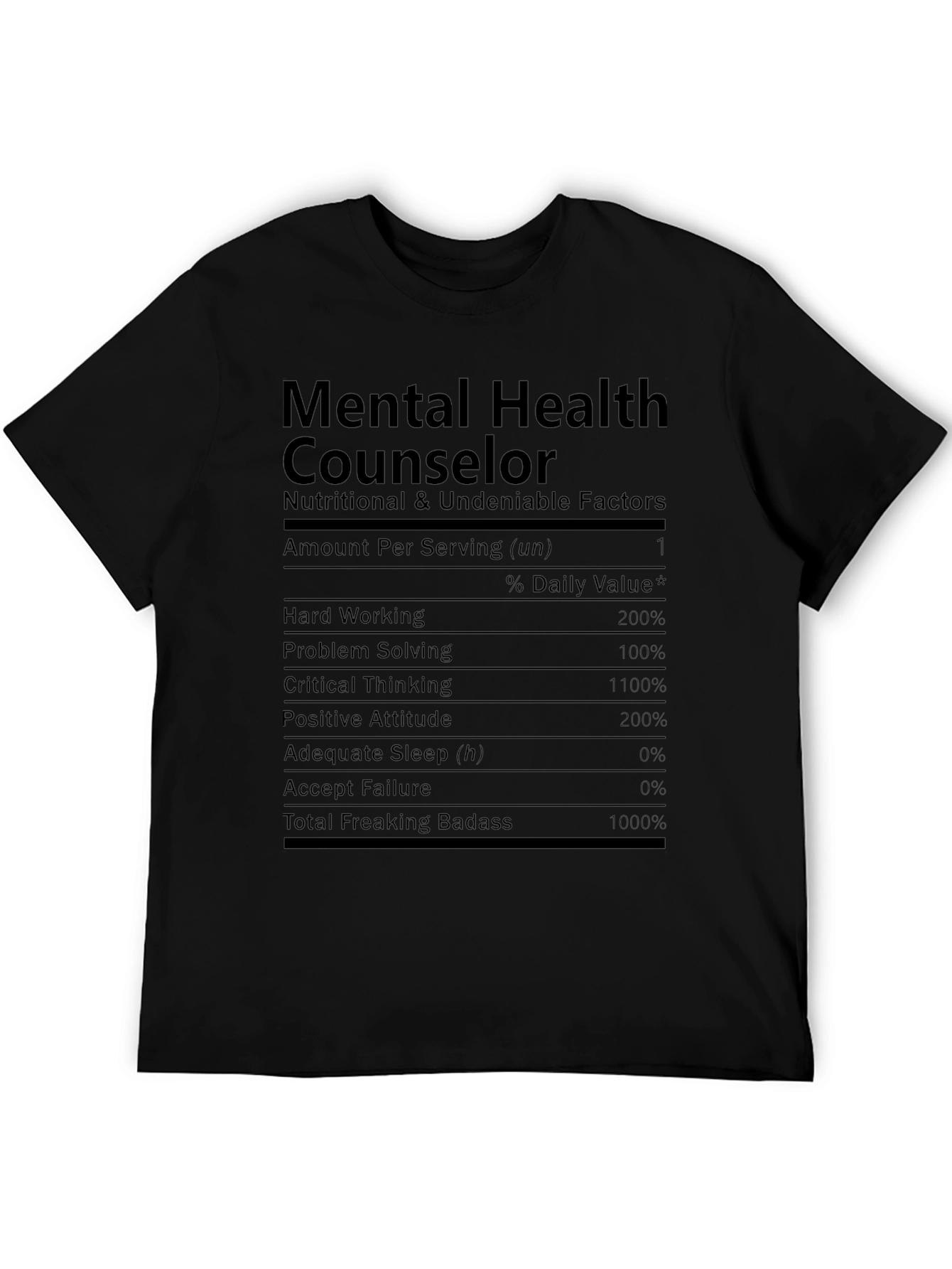 Mental Health Counselor T-Shirt - Nutritional Facts Funny Tee