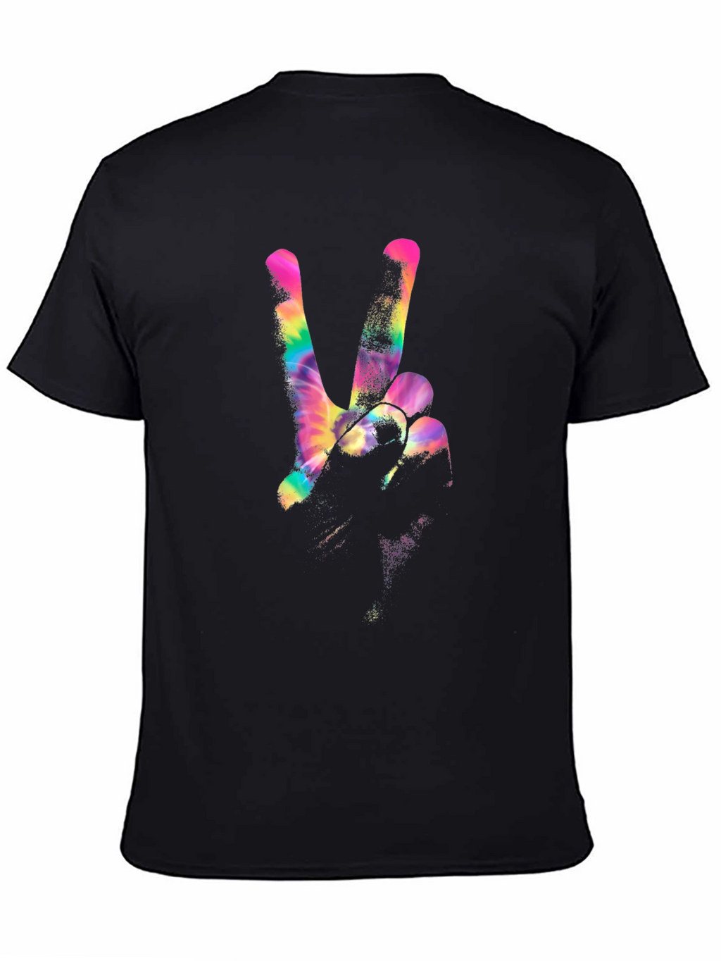 Peace Sign Tie-Dye Graphic Black T-Shirt