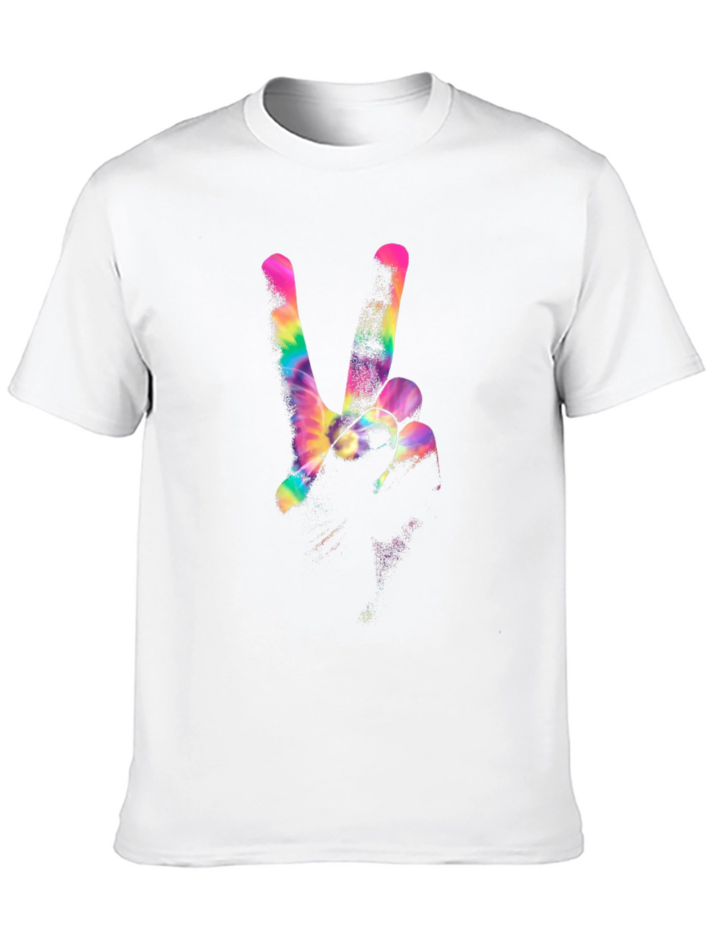 Peace Sign Tie-Dye Graphic Black T-Shirt