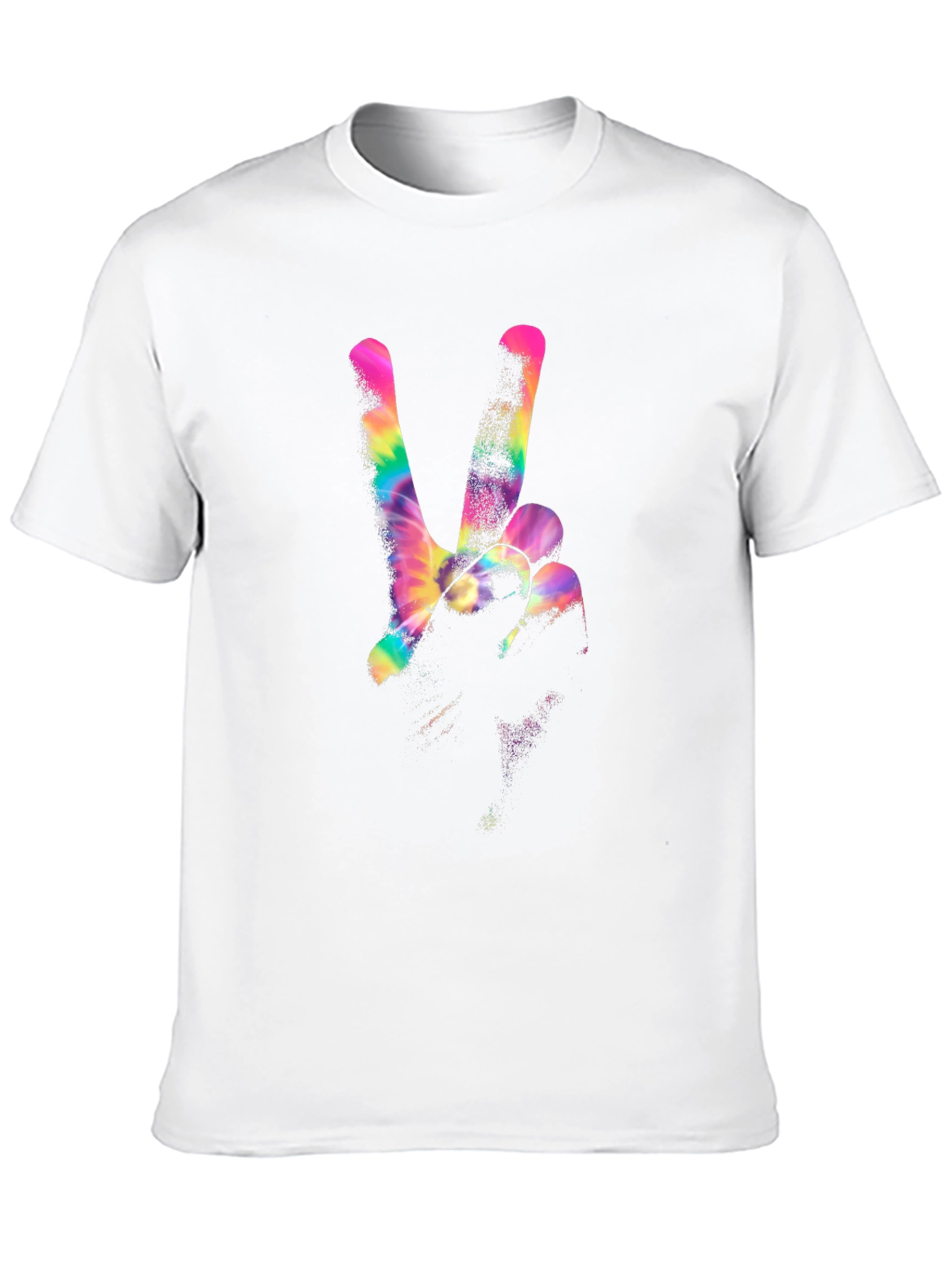 Peace Sign Tie-Dye Graphic Black T-Shirt