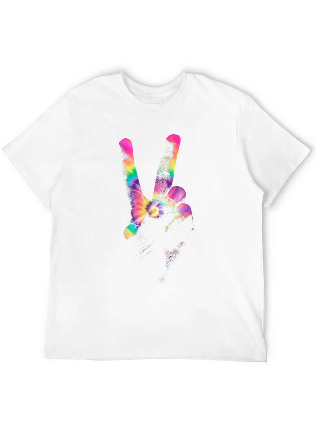 Peace Sign Tie-Dye Graphic Black T-Shirt