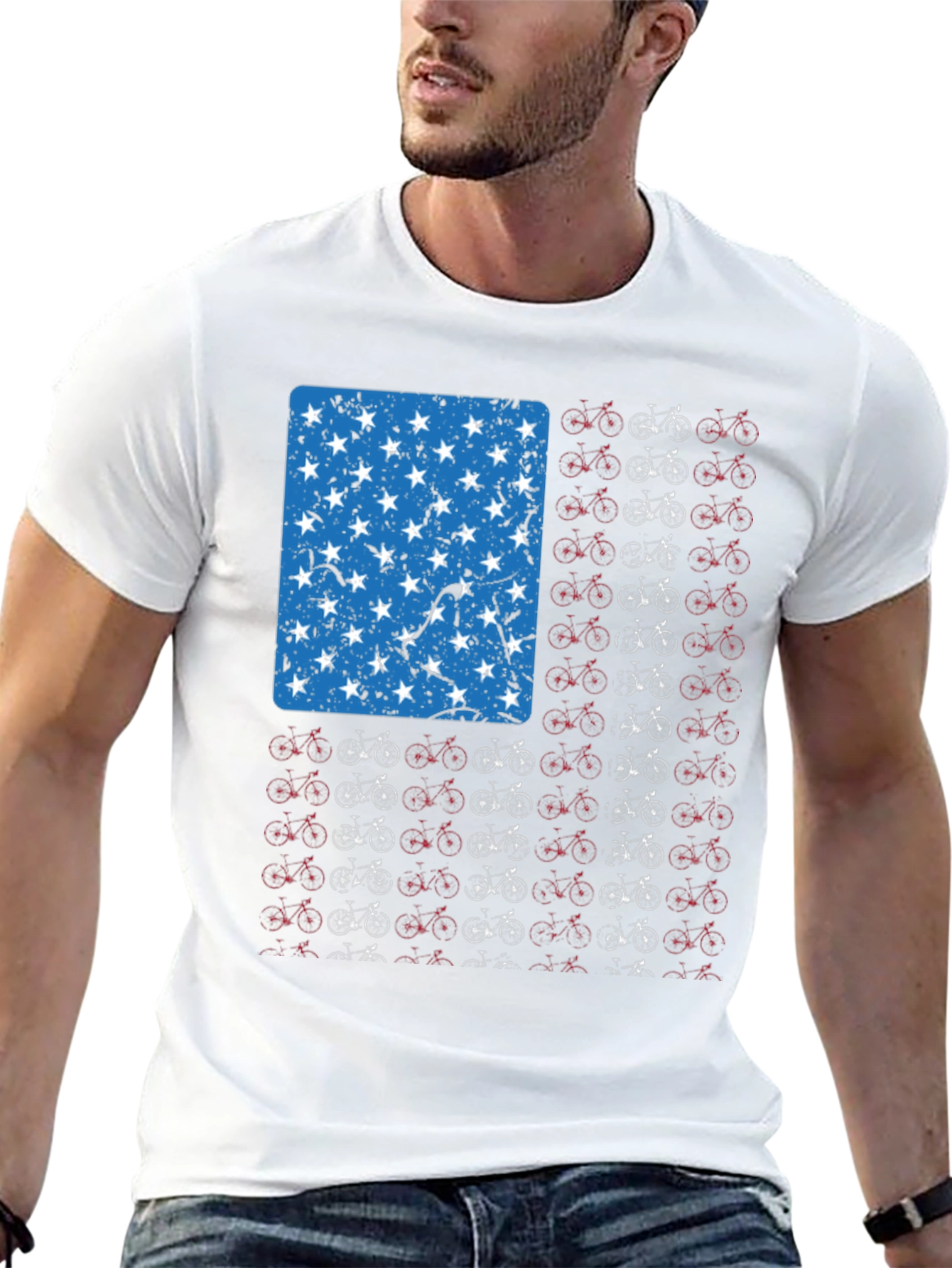 American Flag Bicycle T-Shirt