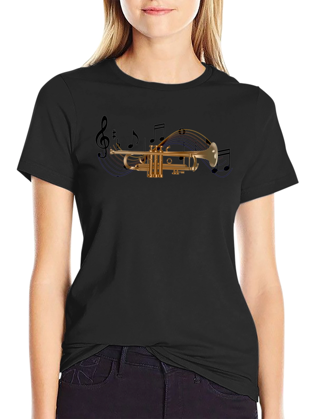 Musical Trumpet Graphic Tee - Black