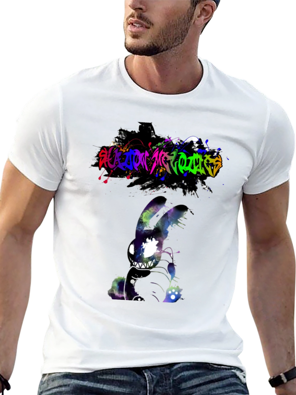 Cosmic Nightmare Bunny Graphic Tee - Unique Design