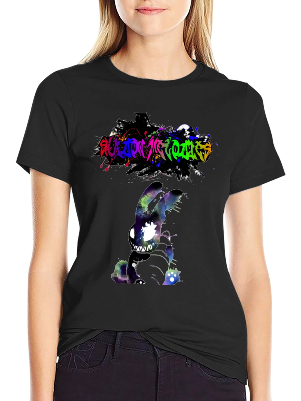 Cosmic Nightmare Bunny Graphic Tee - Unique Design