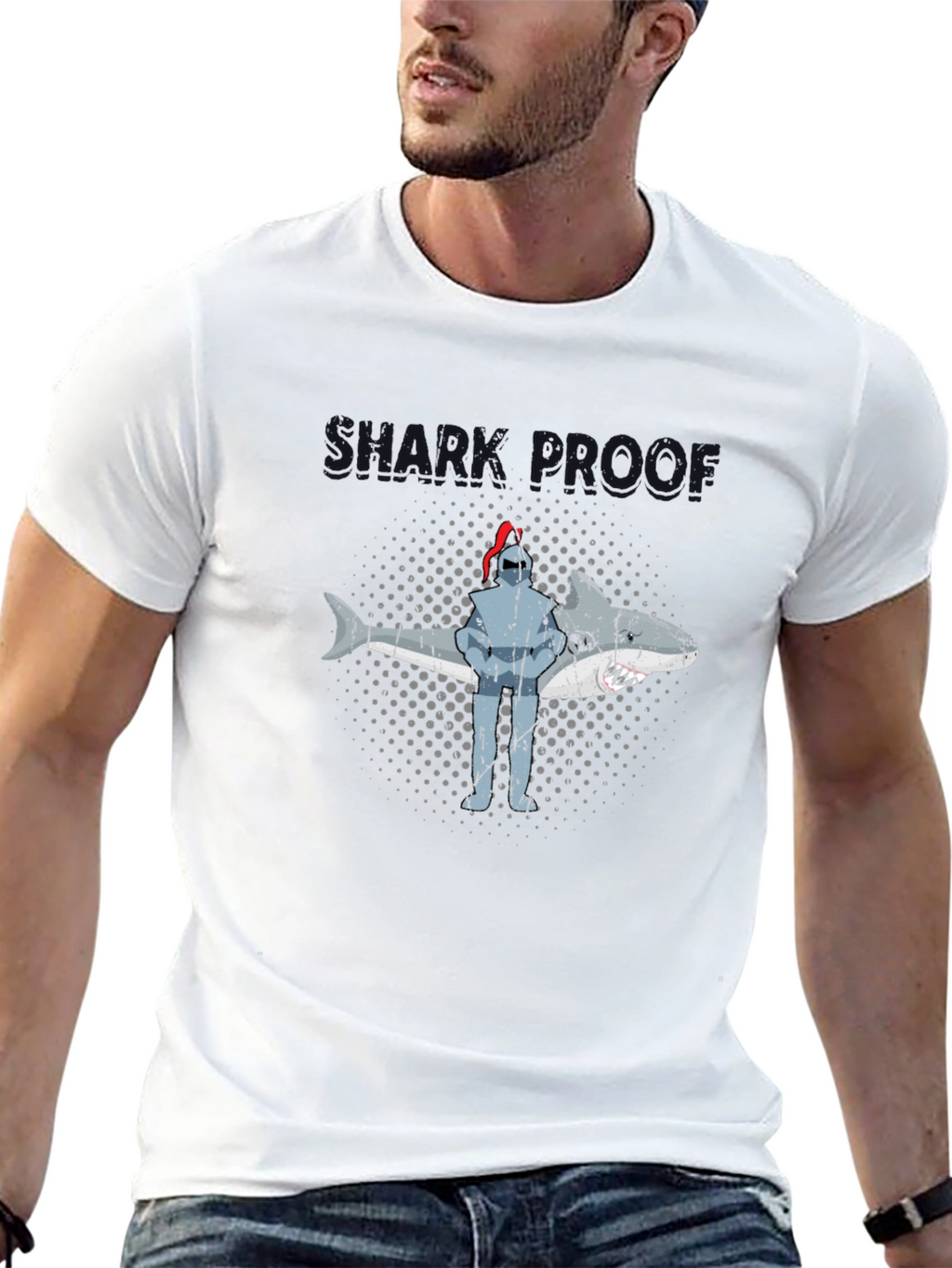 Shark Proof Knight Funny Graphic T-Shirt