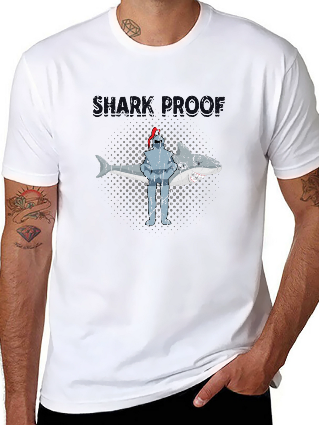Shark Proof Knight Funny Graphic T-Shirt