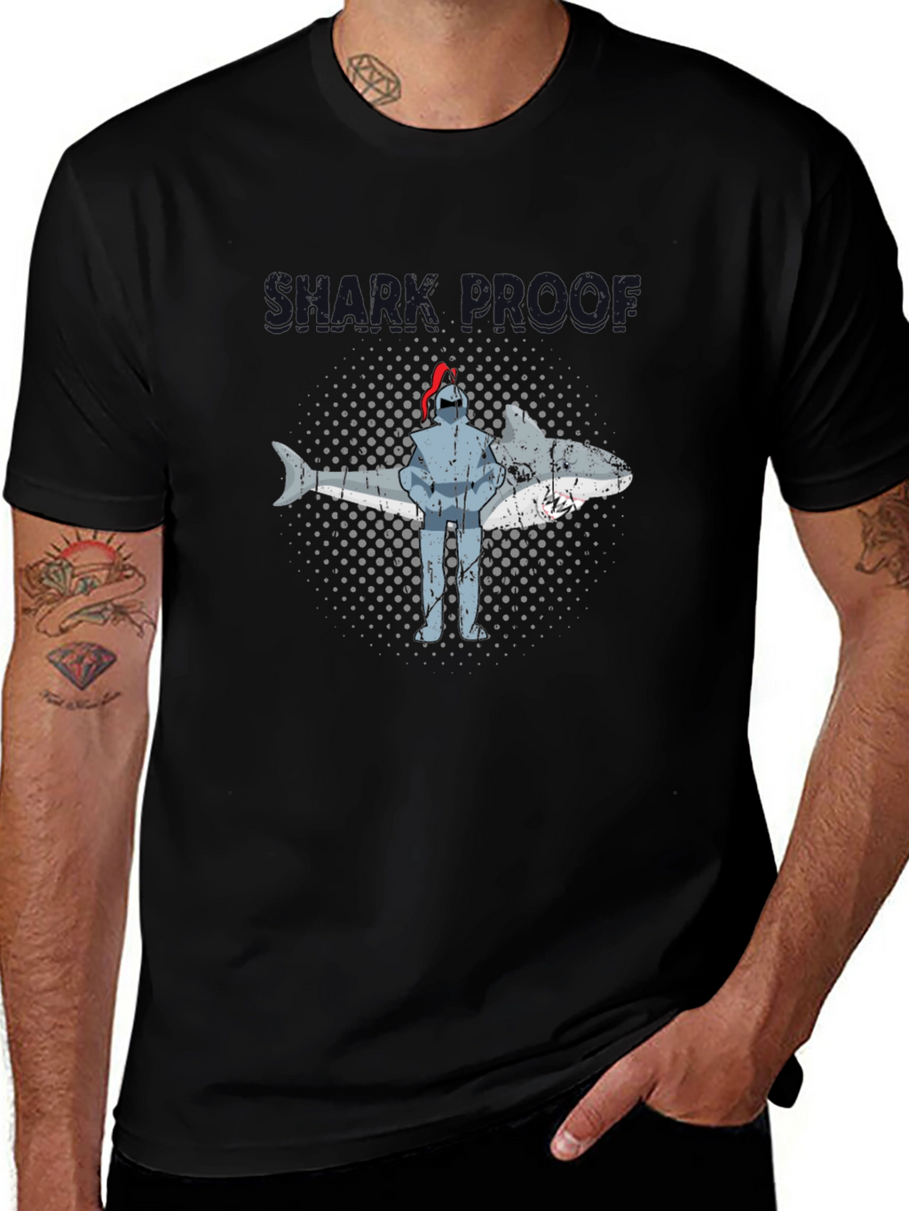 Shark Proof Knight Funny Graphic T-Shirt