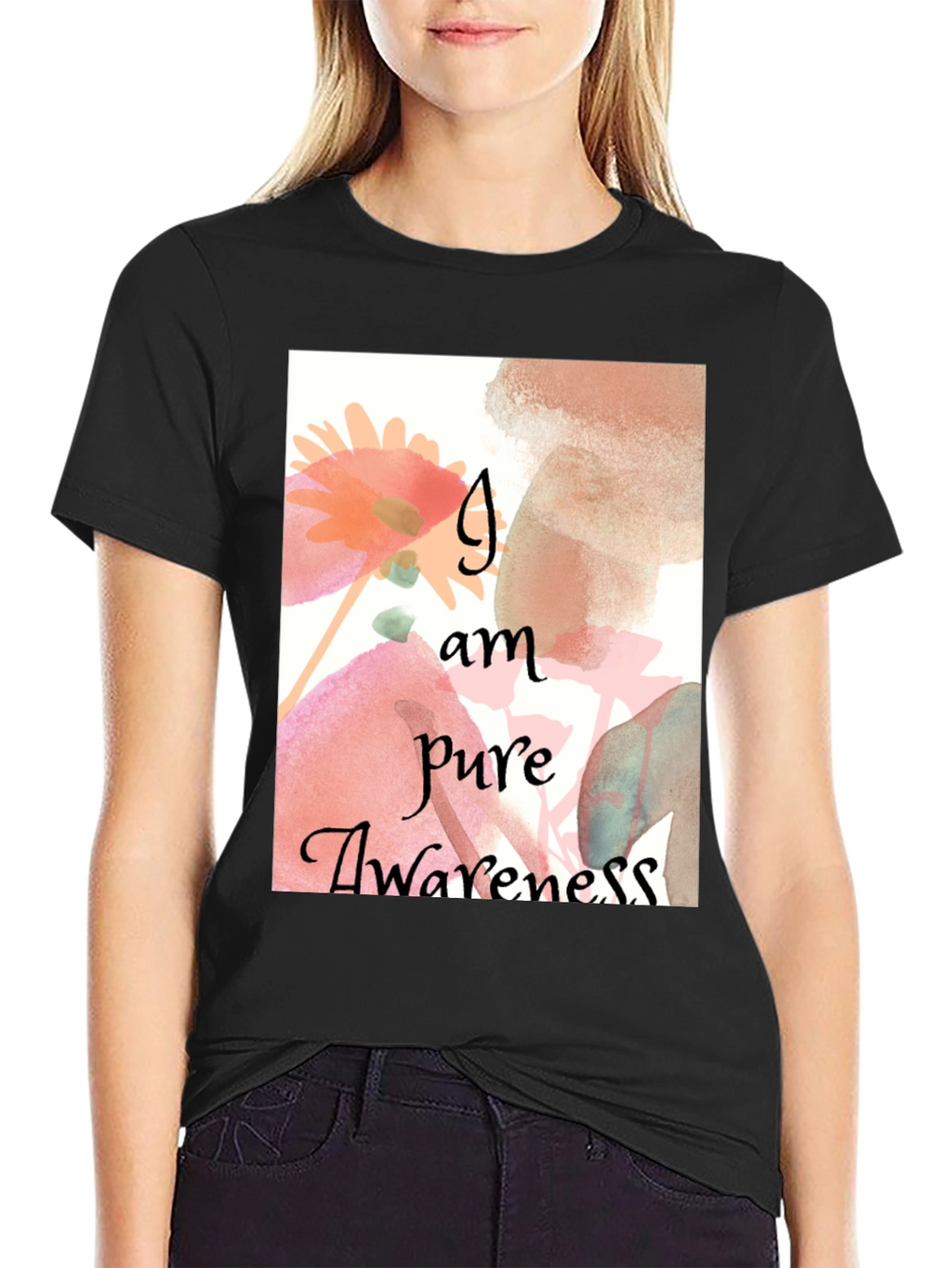 Pure Awareness Graphic Tee - Black Cotton Comfort