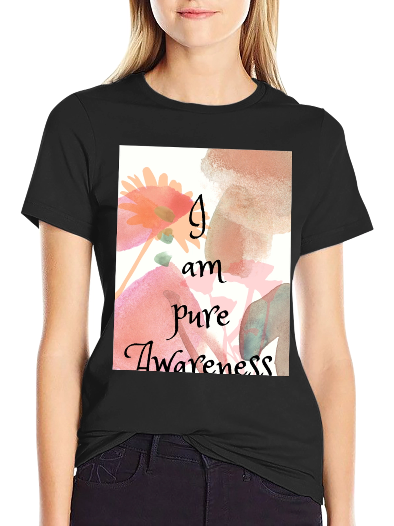 Pure Awareness Graphic Tee - Black Cotton Comfort