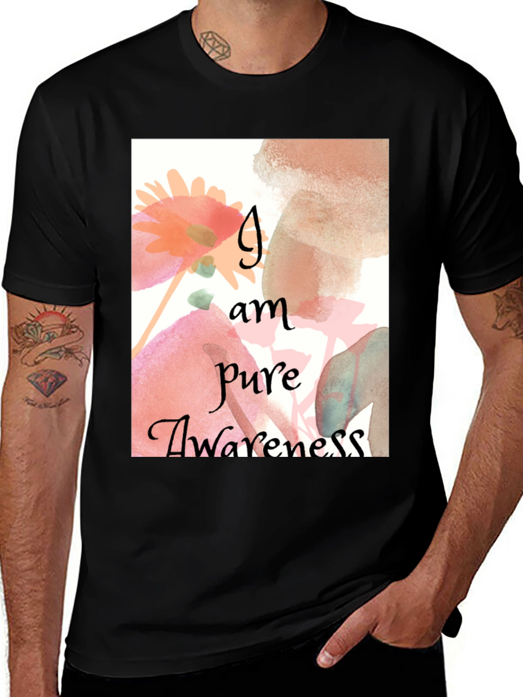 Pure Awareness Graphic Tee - Black Cotton Comfort