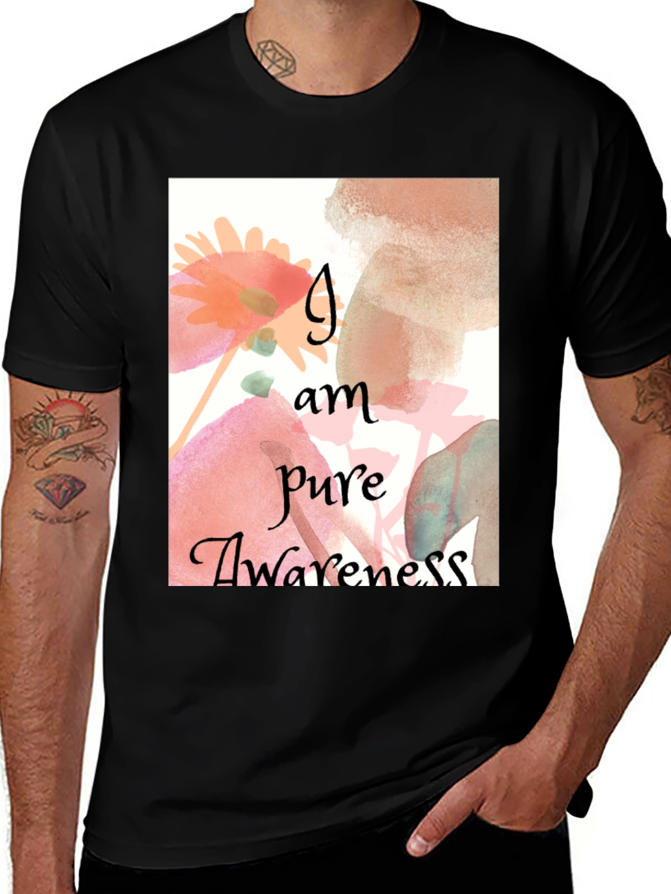 Pure Awareness Graphic Tee - Black Cotton Comfort