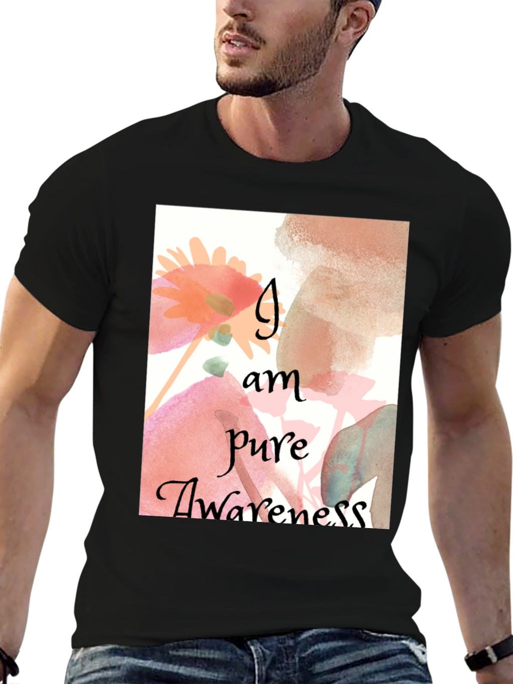 Pure Awareness Graphic Tee - Black Cotton Comfort