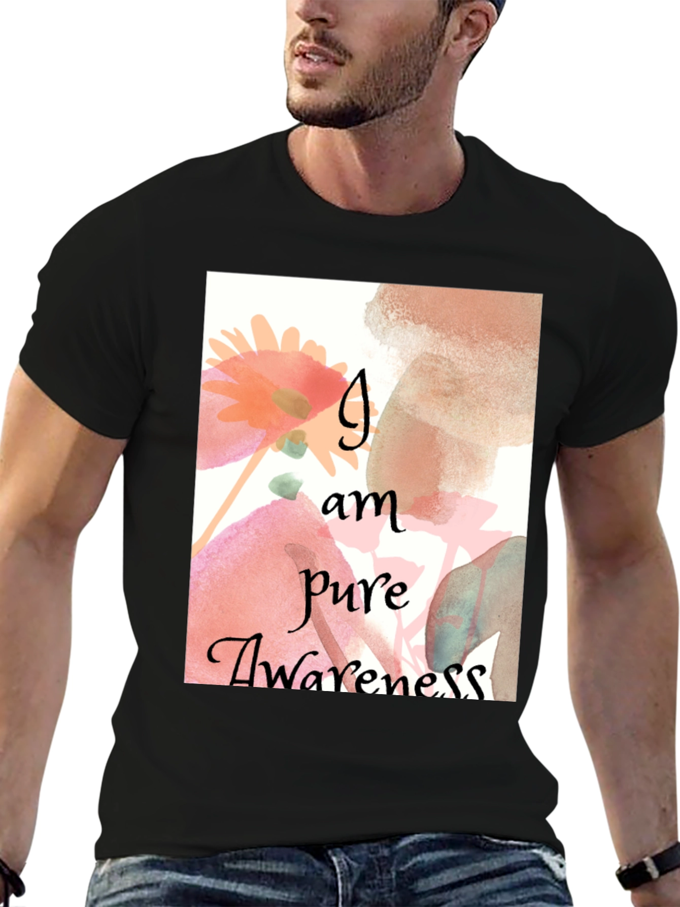 Pure Awareness Graphic Tee - Black Cotton Comfort