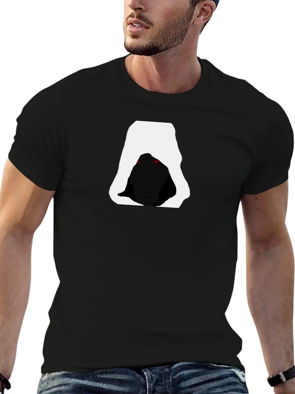 Hooded Figure Graphic Tee - Mens Black T-Shirt
