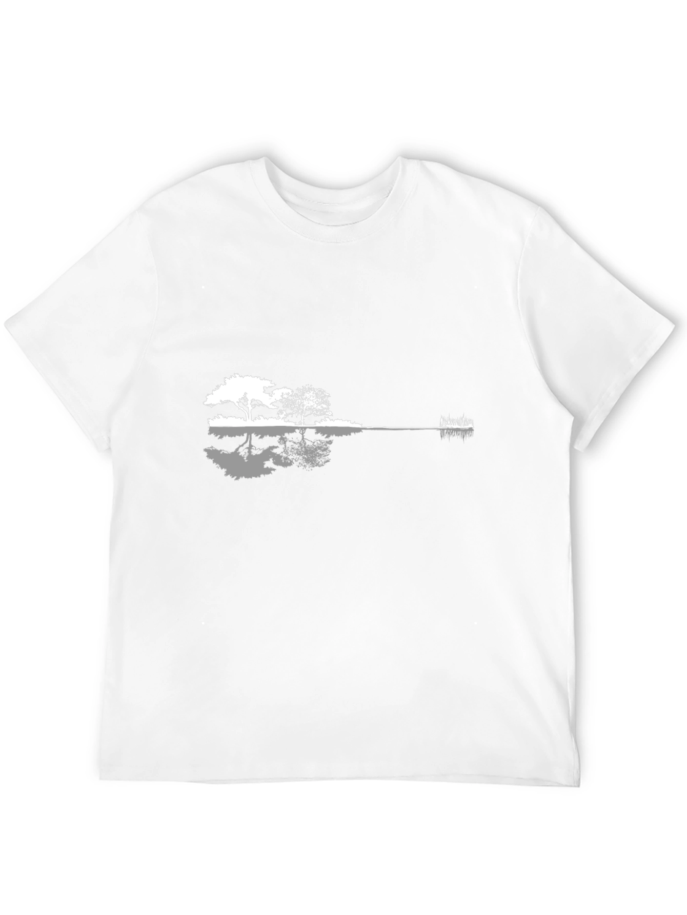 Guitar Landscape Graphic T-Shirt - Black Cotton Blend