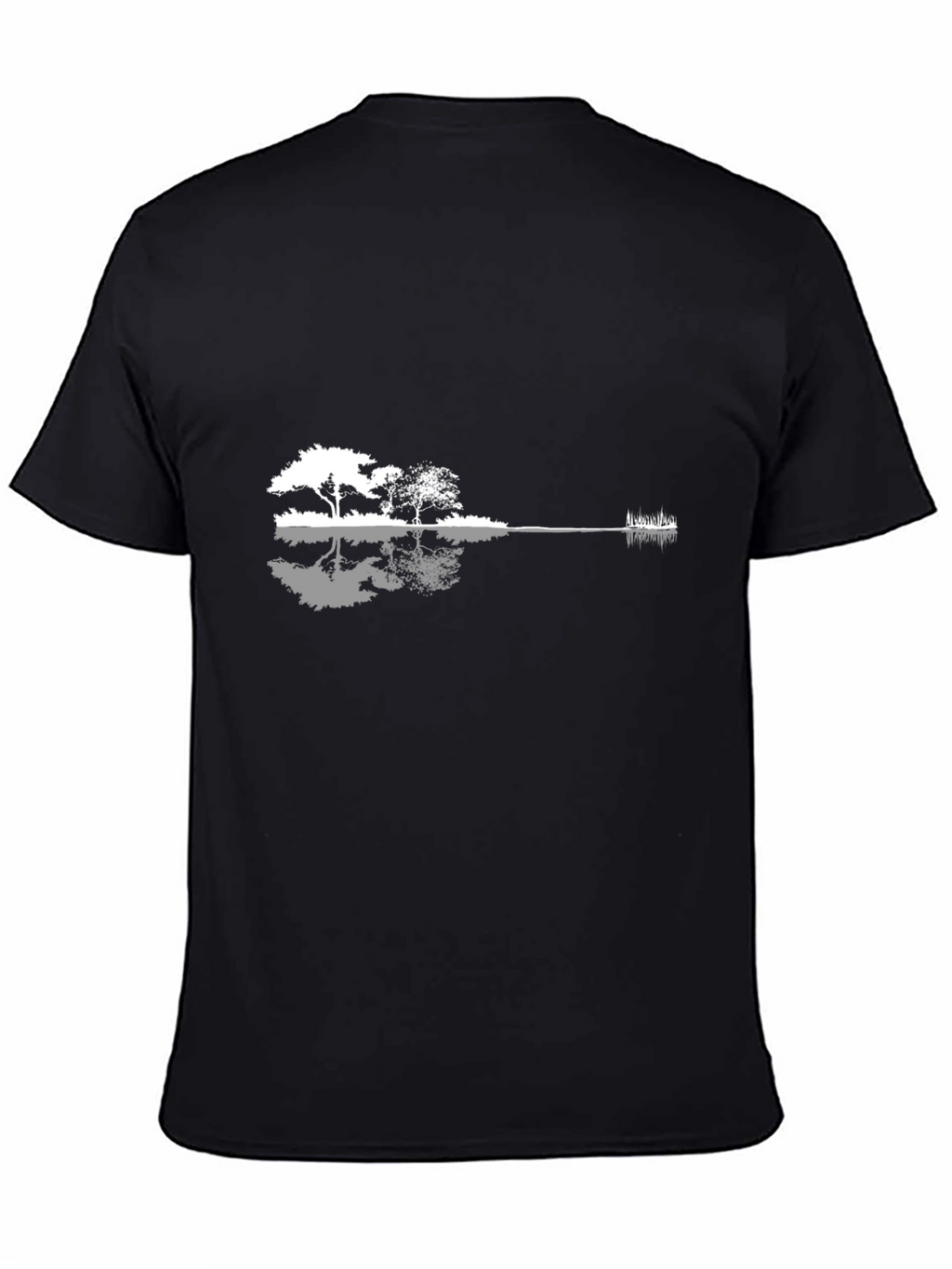 Guitar Landscape Graphic T-Shirt - Black Cotton Blend