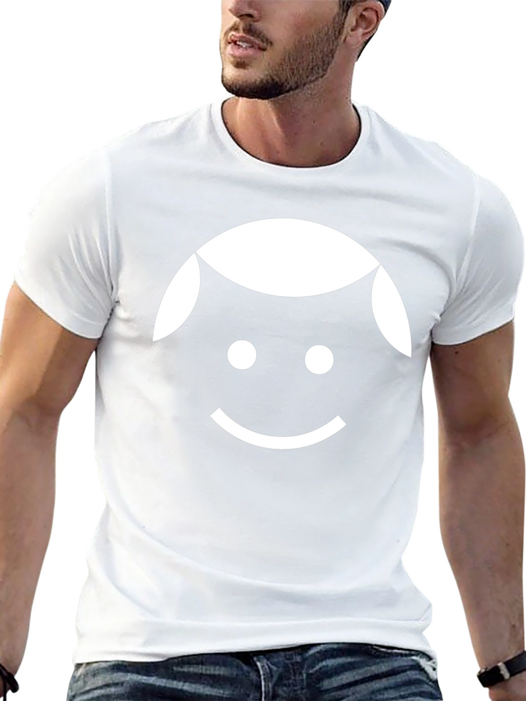Minimalist Smiling Face Black T-Shirt