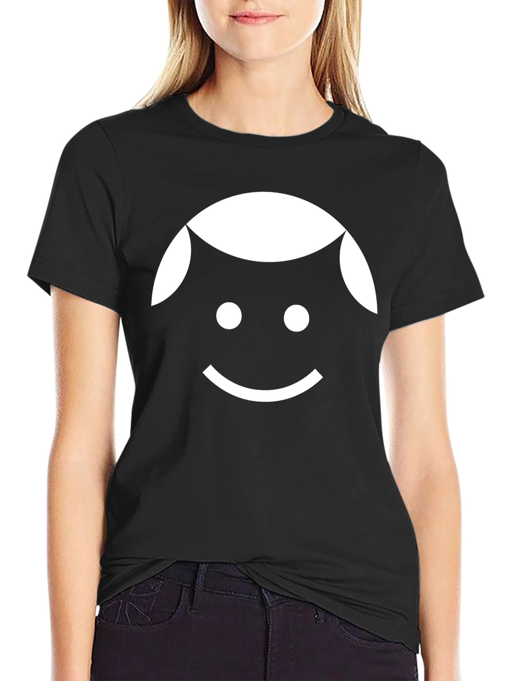 Minimalist Smiling Face Black T-Shirt