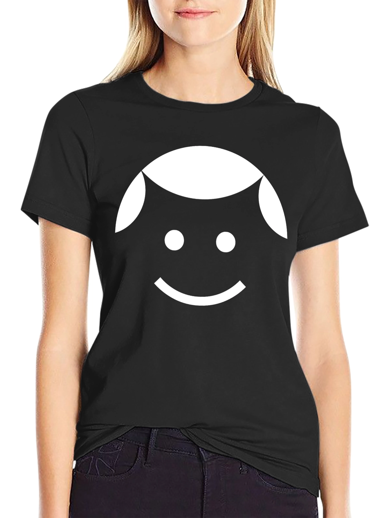 Minimalist Smiling Face Black T-Shirt