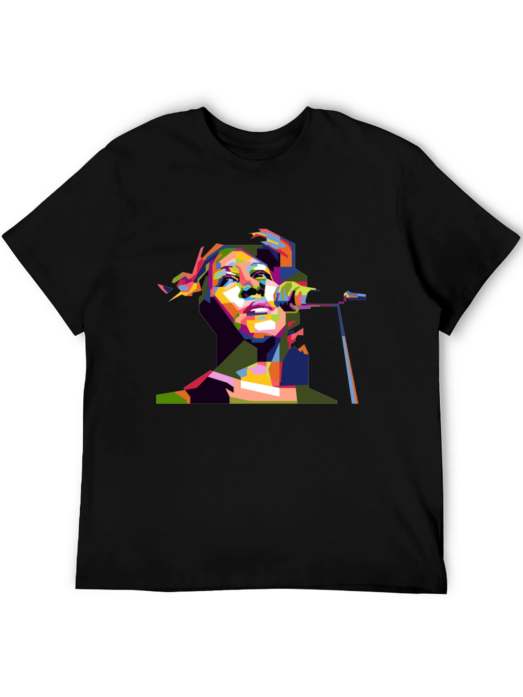 Pop Art Singer Graphic Black T-Shirt