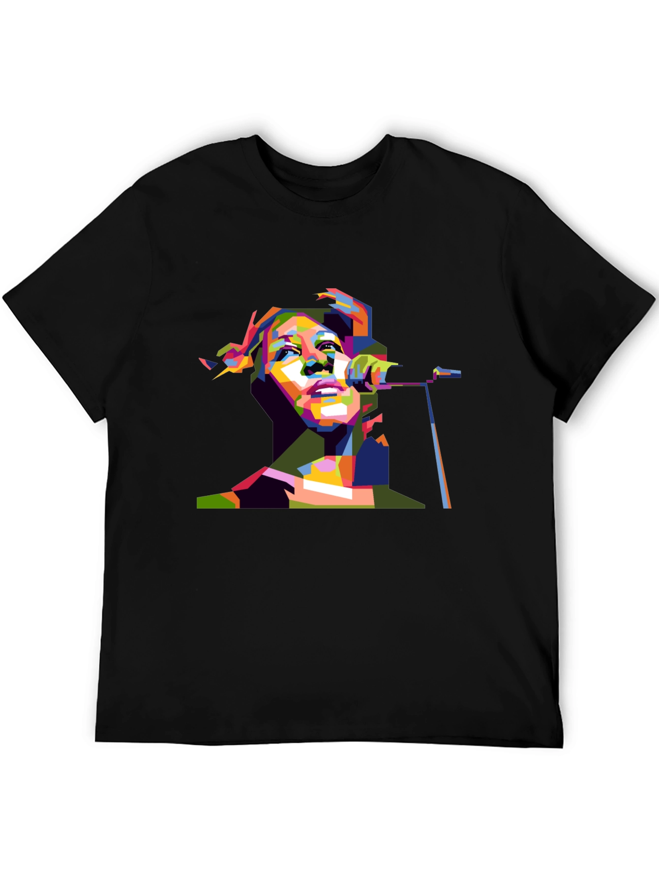 Pop Art Singer Graphic Black T-Shirt