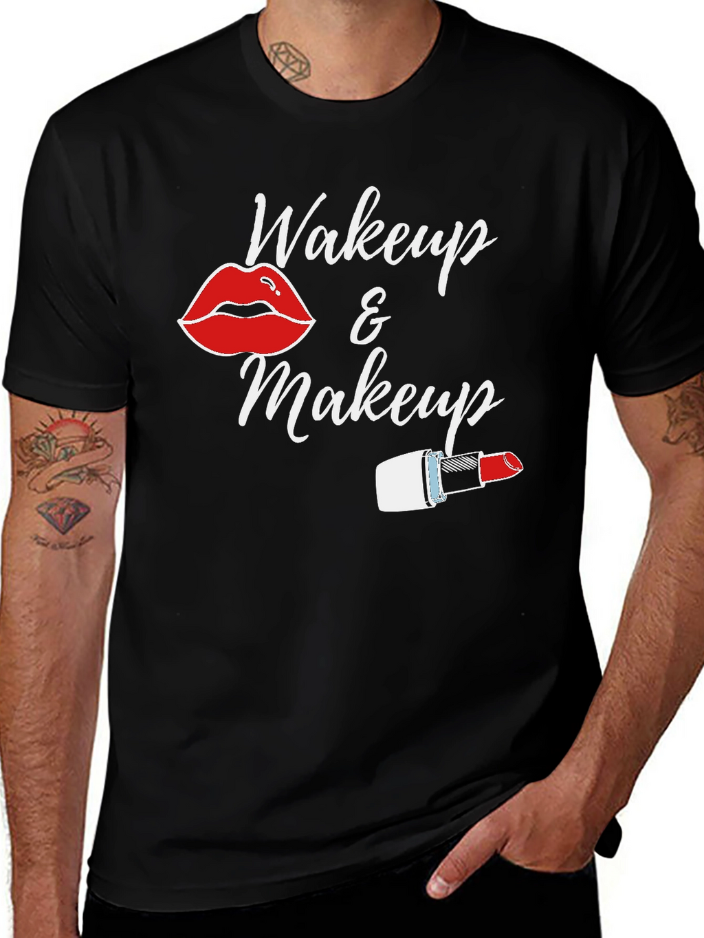 Wakeup & Makeup Black T-Shirt