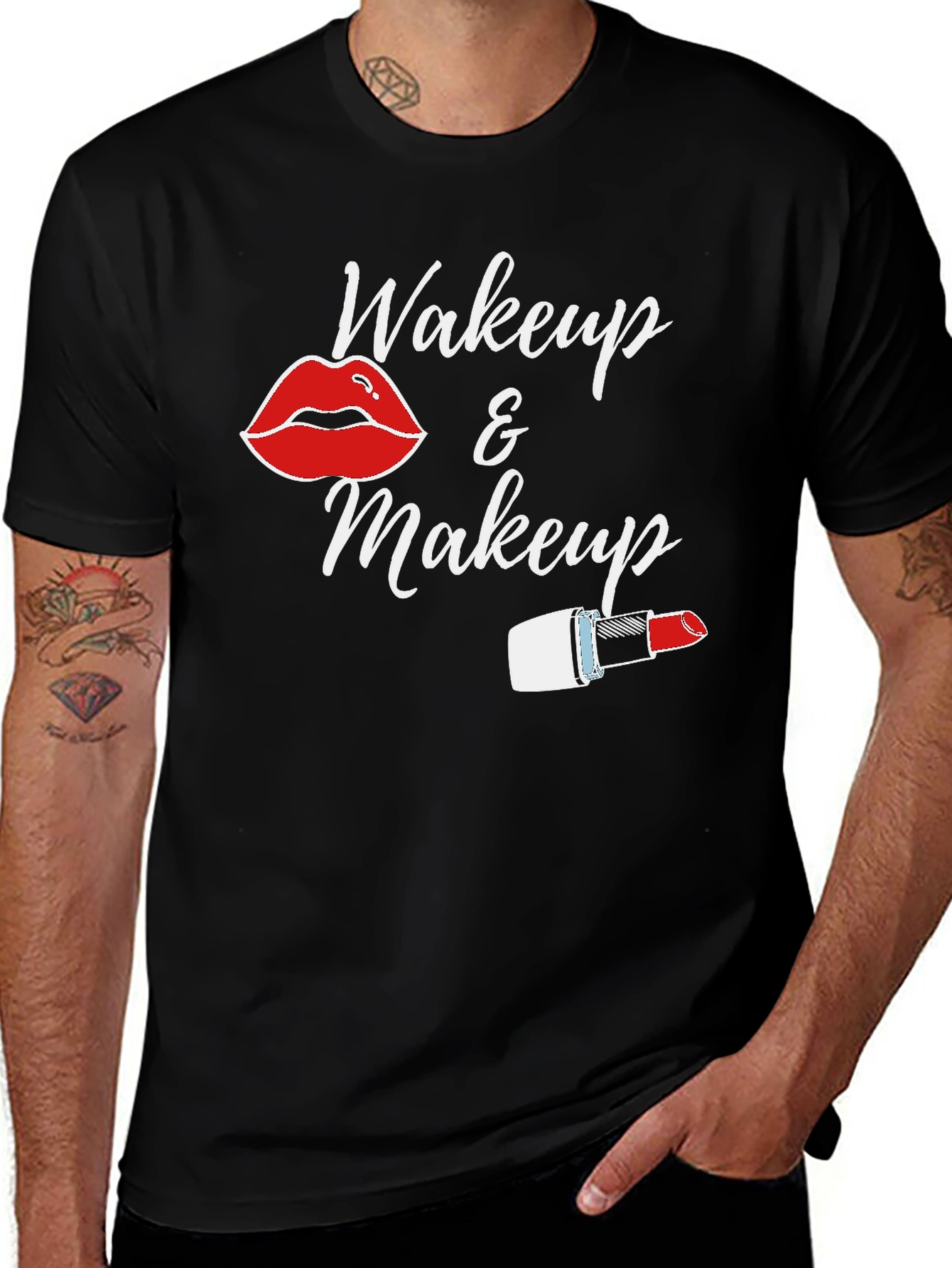 Wakeup & Makeup Black T-Shirt