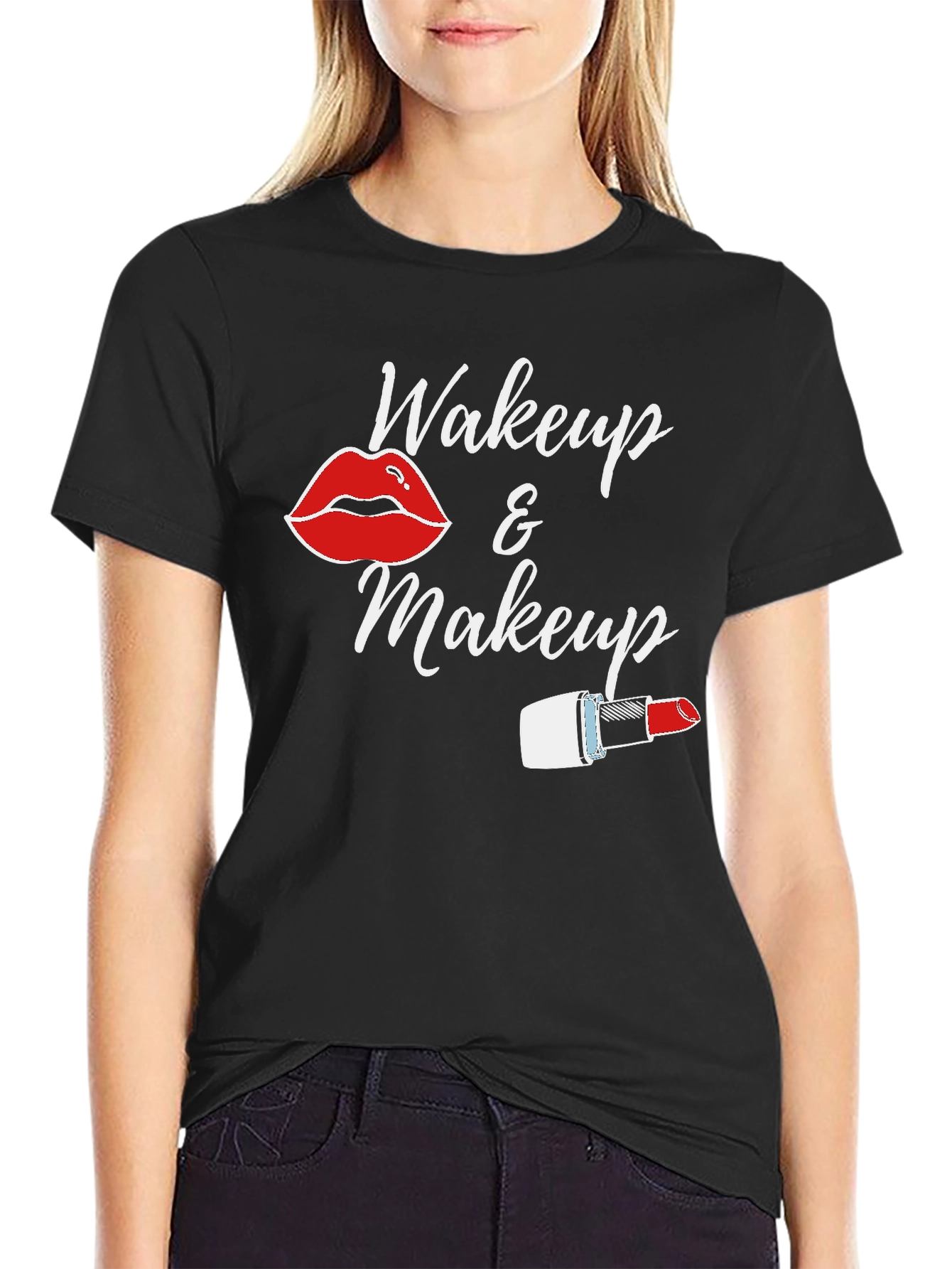 Wakeup & Makeup Black T-Shirt