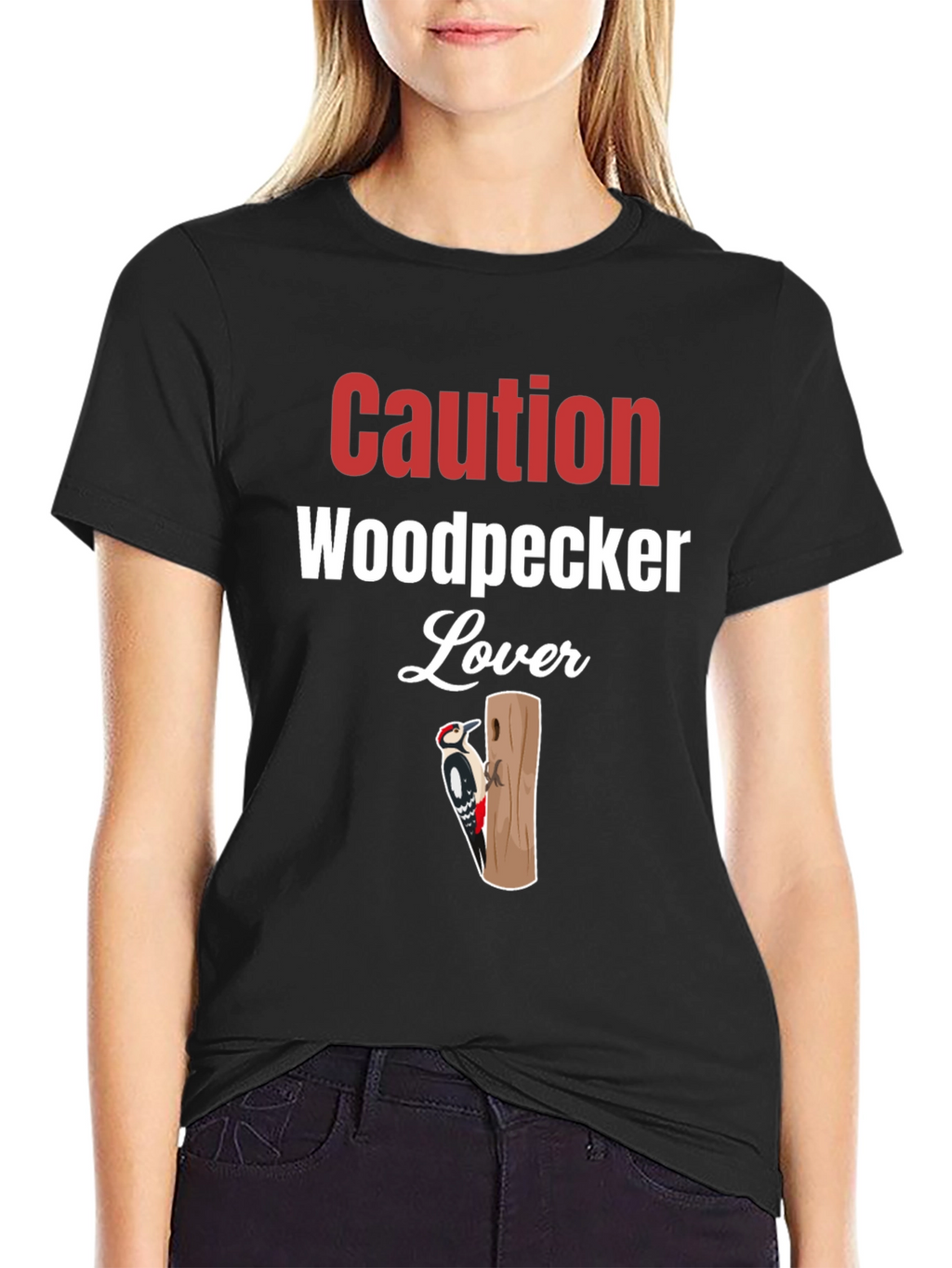 Caution Woodpecker Lover Graphic Tee