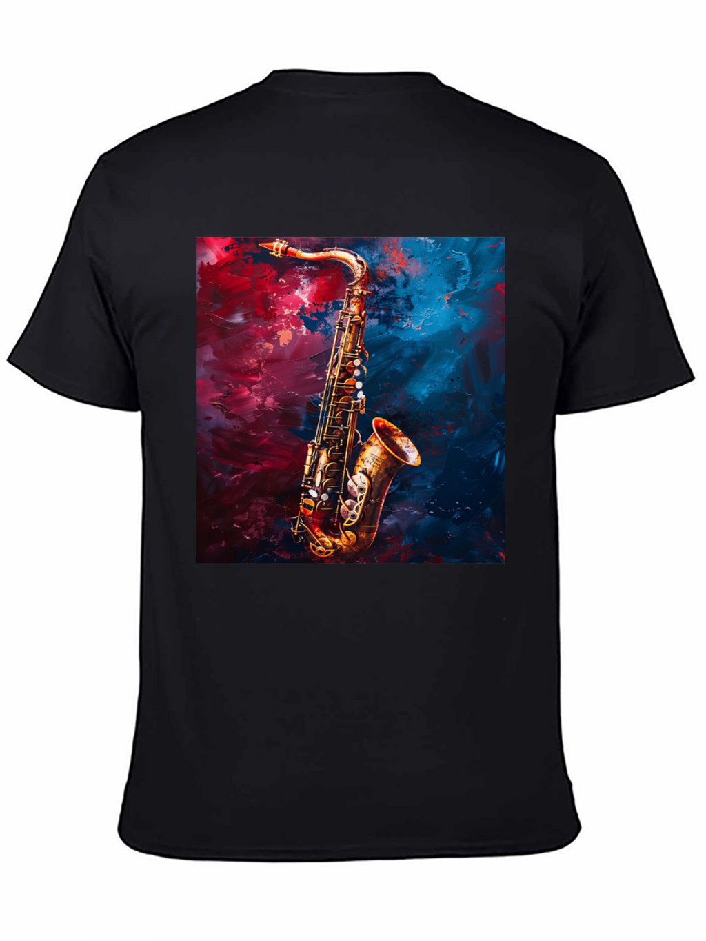 Saxophone Graphic Tee - Black Cotton Music Lover T-Shirt