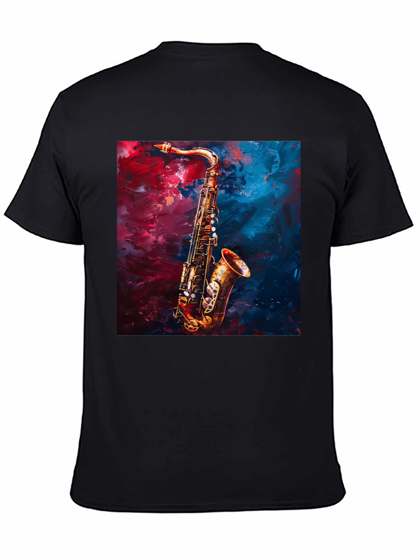 Saxophone Graphic Tee - Black Cotton Music Lover T-Shirt