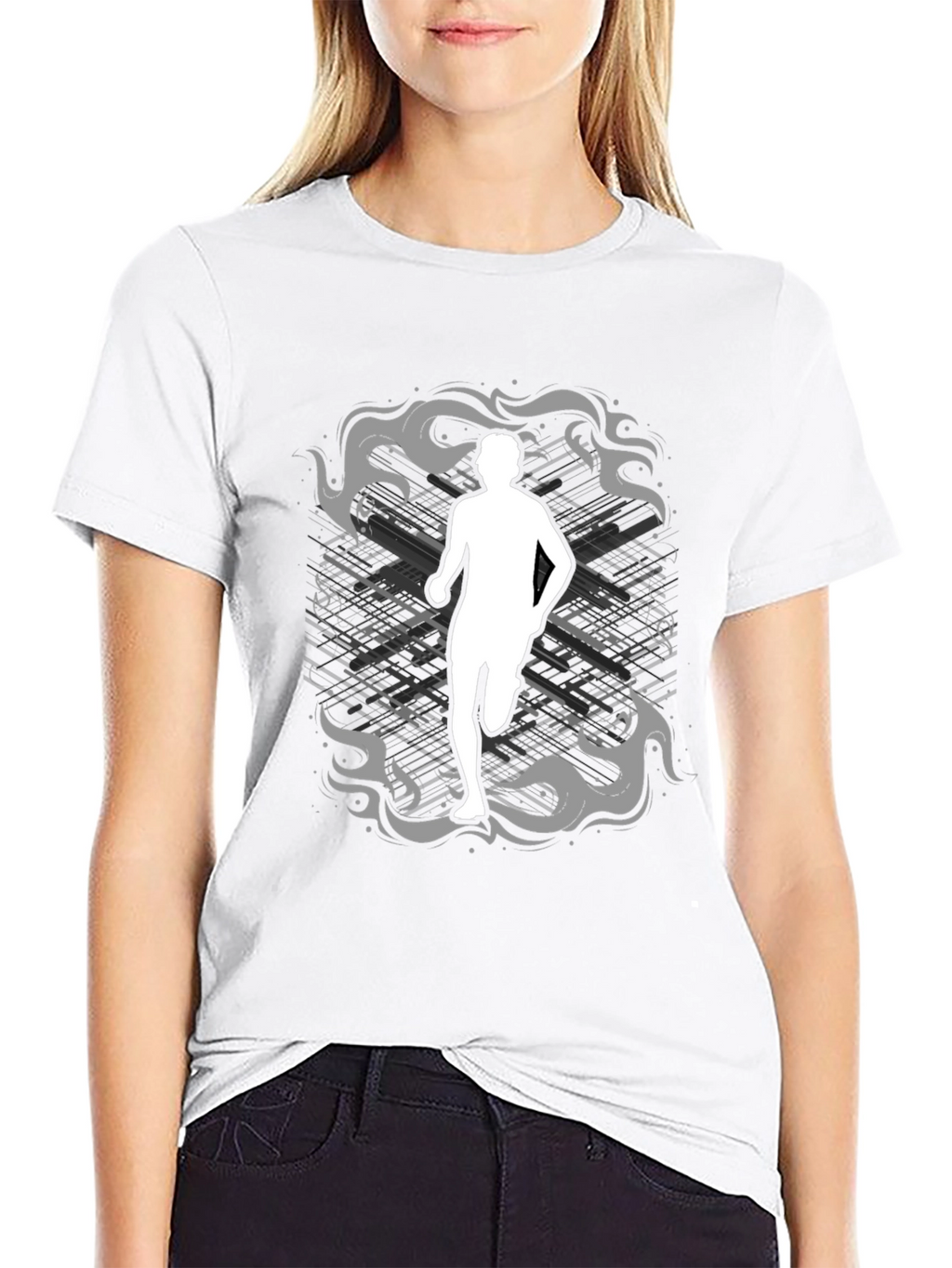 Runner Graphic Tee - Black Cotton Shirt