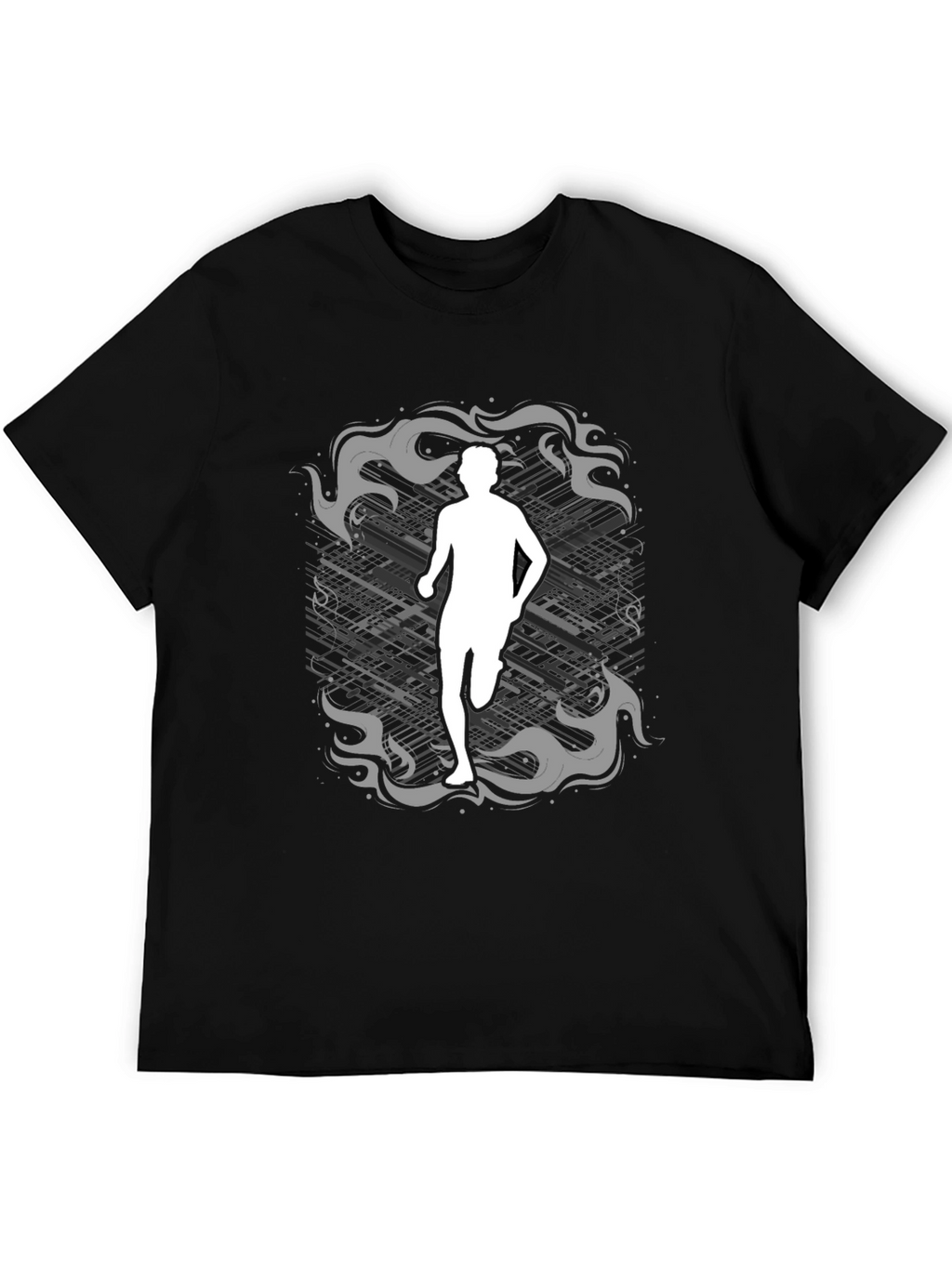Runner Graphic Tee - Black Cotton Shirt