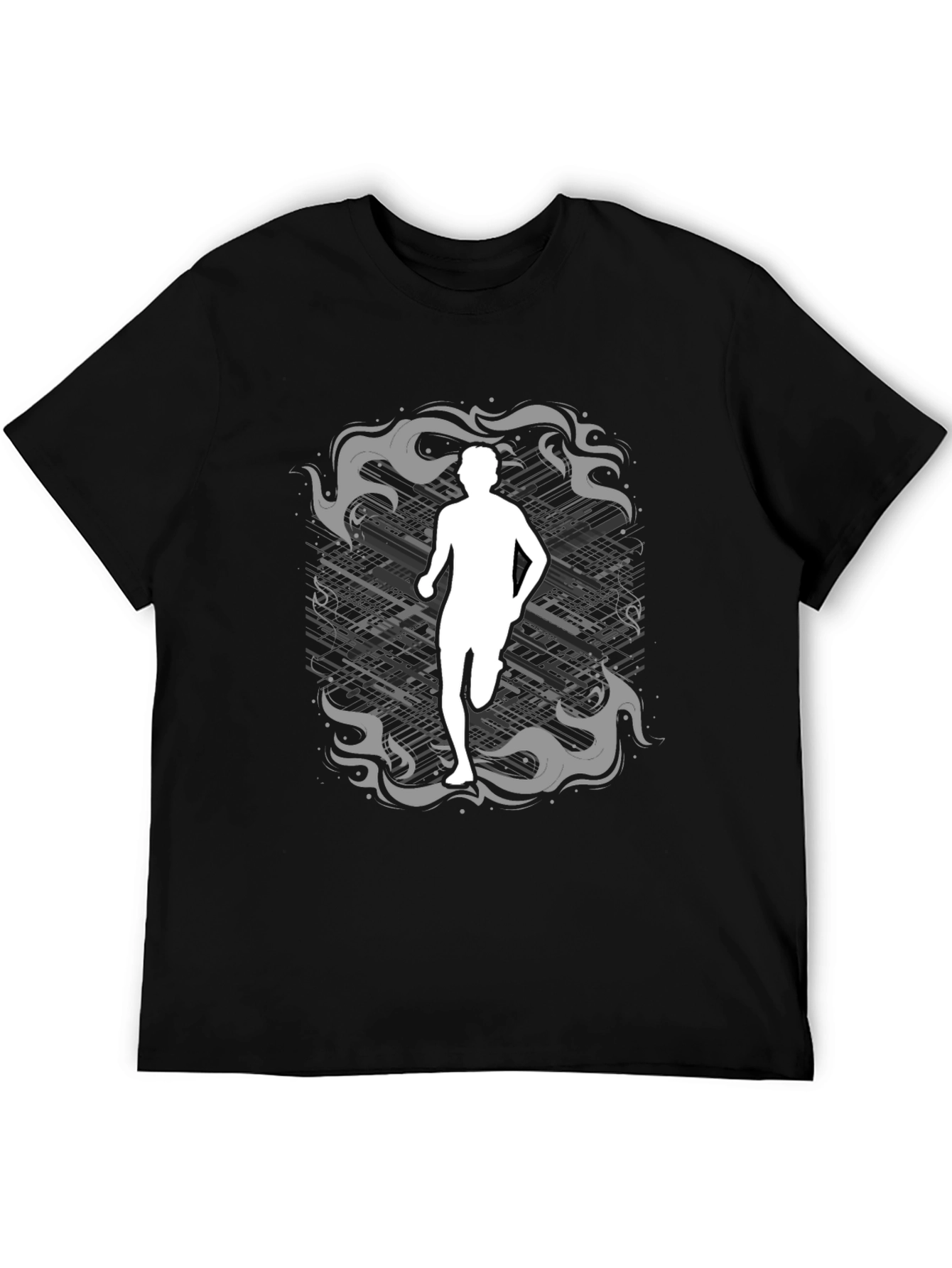 Runner Graphic Tee - Black Cotton Shirt
