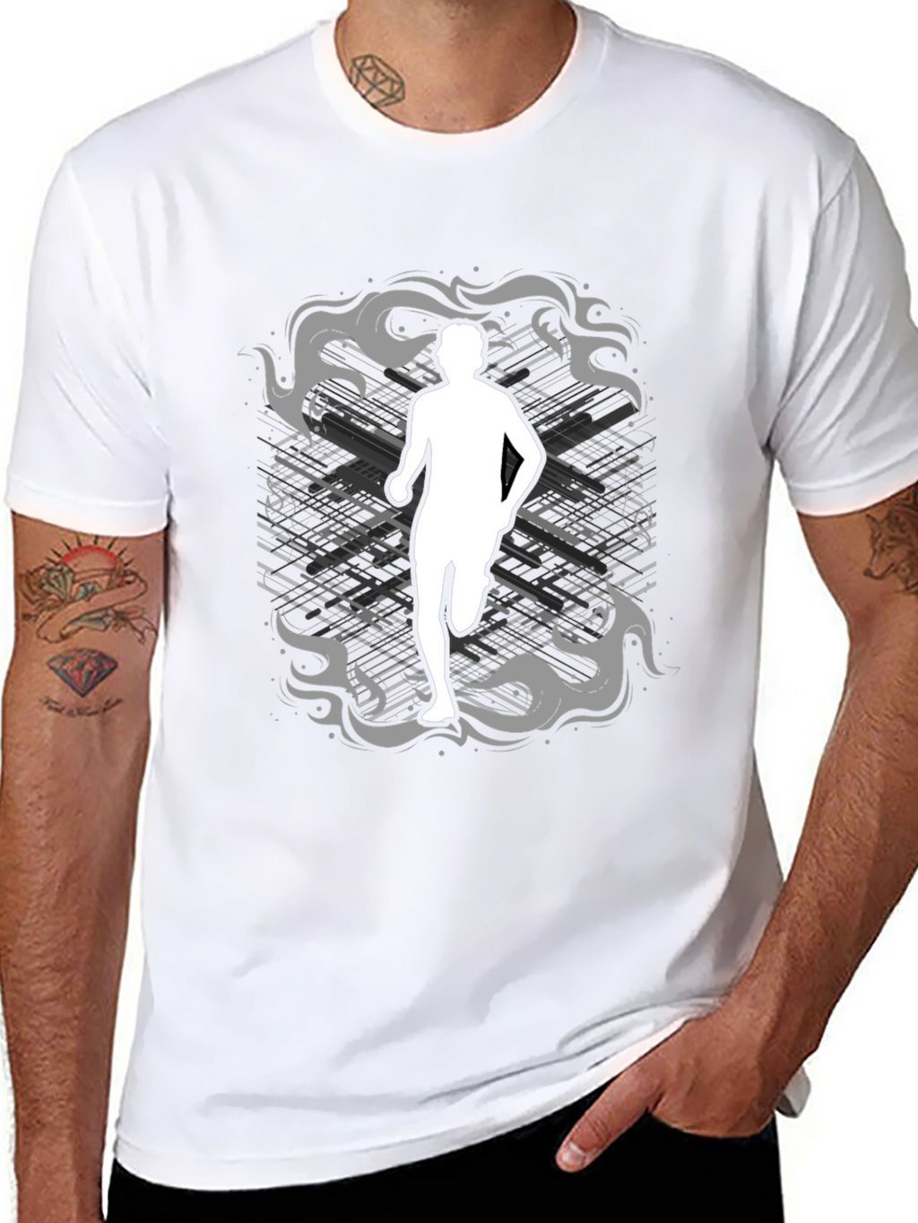 Runner Graphic Tee - Black Cotton Shirt