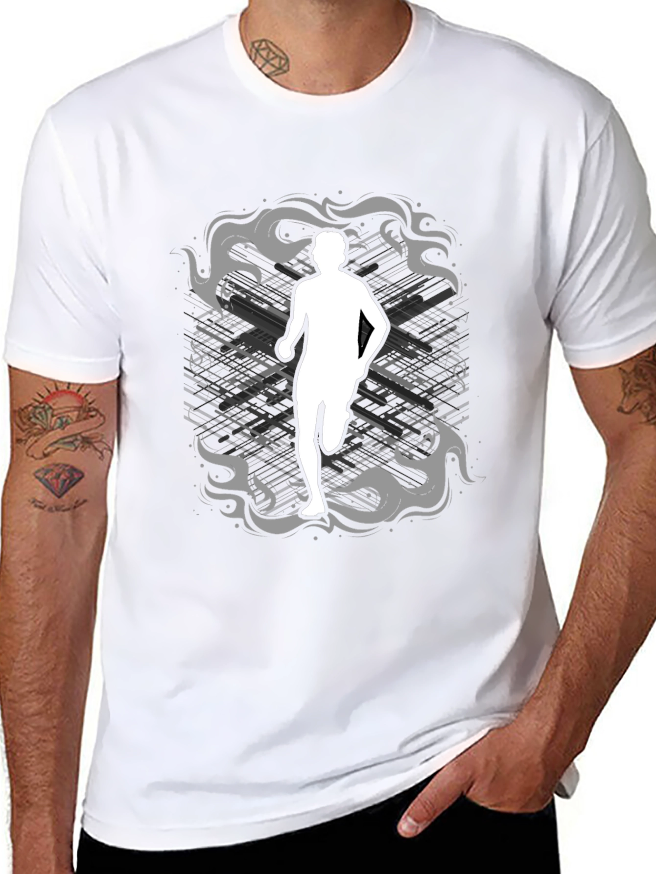 Runner Graphic Tee - Black Cotton Shirt