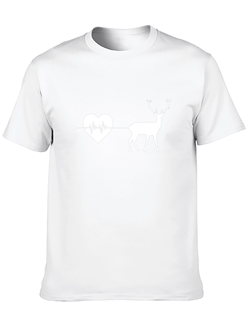 Heartbeat Deer Graphic Tee - Black Cotton T-Shirt