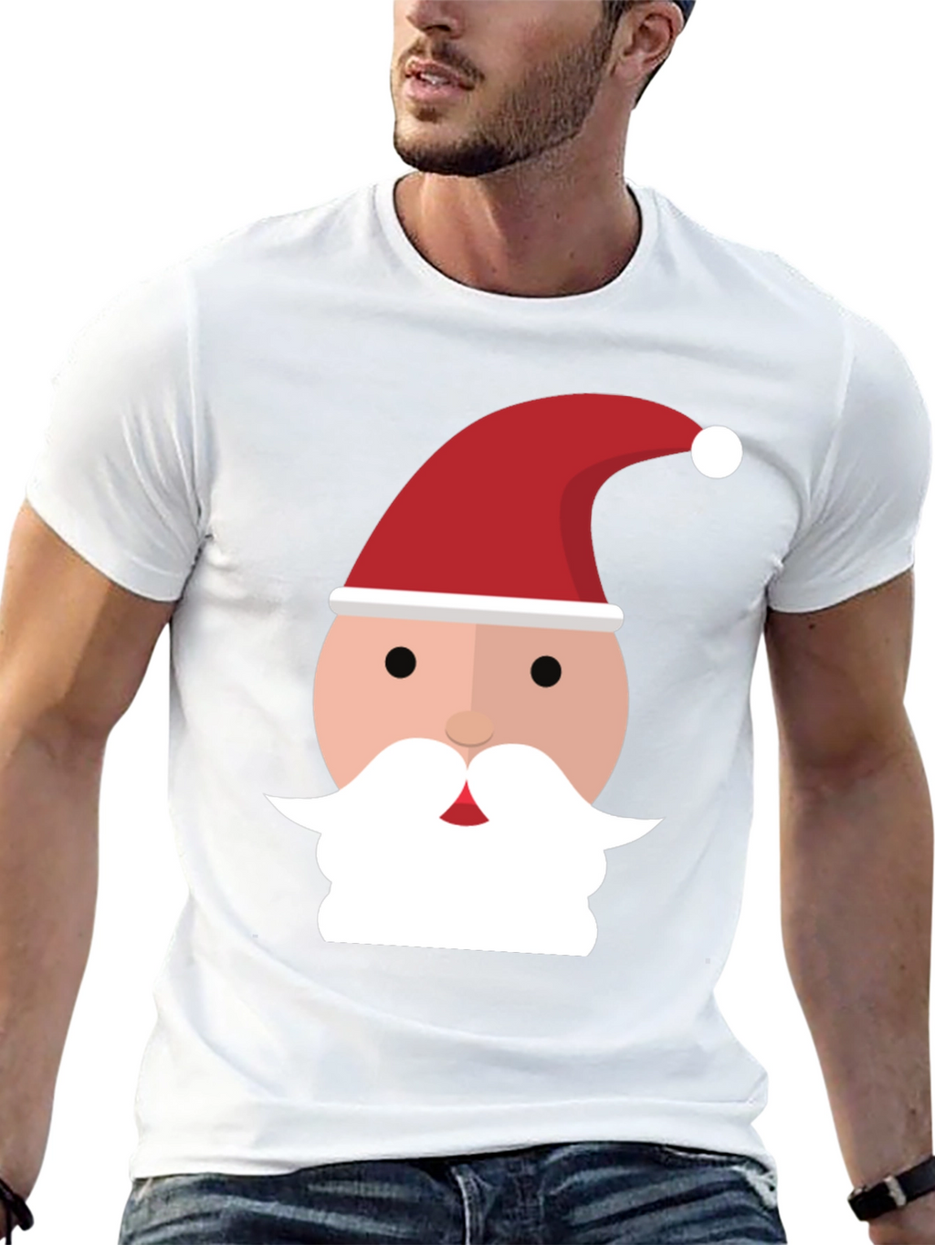 Santa Face Graphic Tee - Black Holiday Shirt