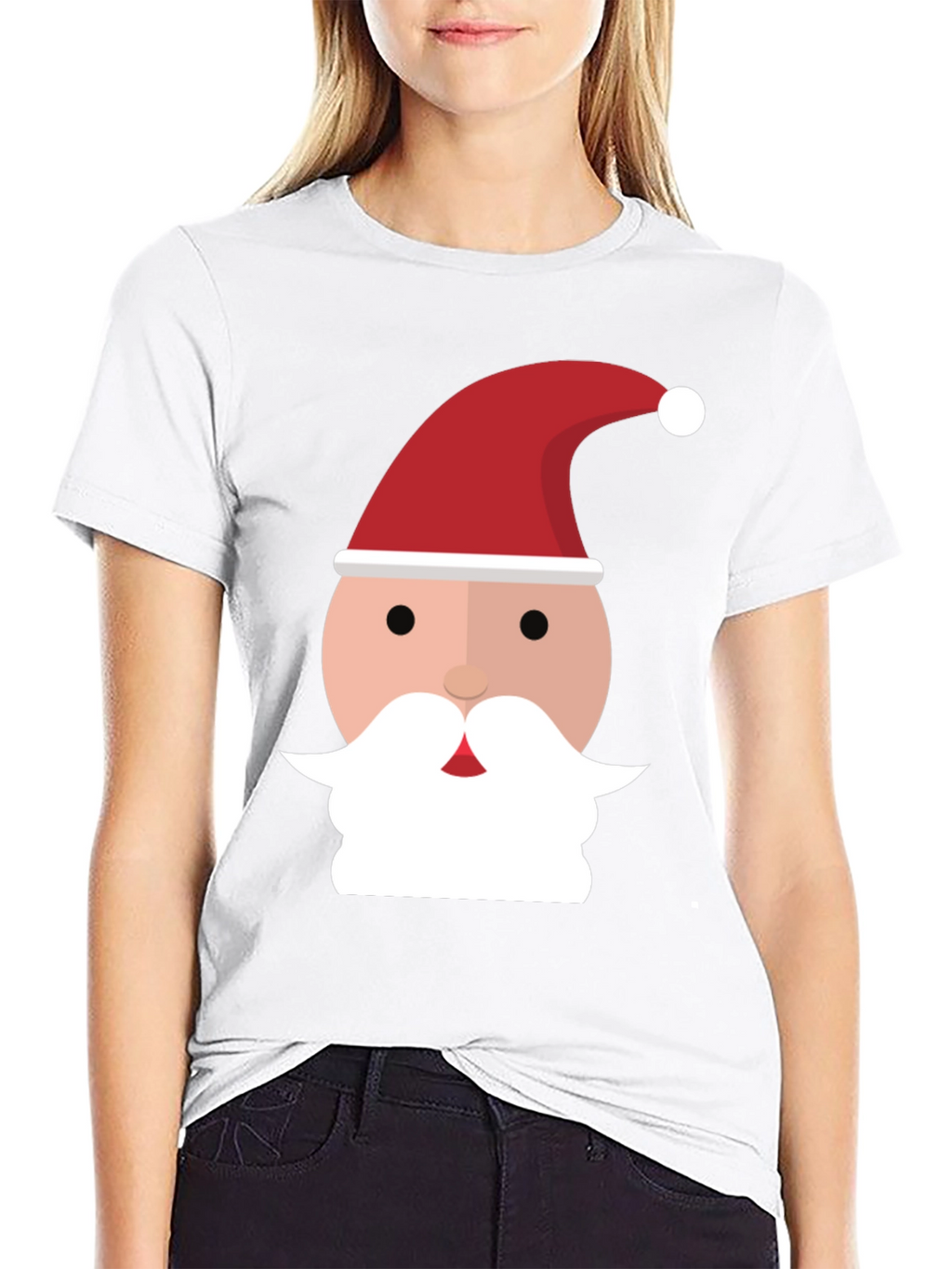 Santa Face Graphic Tee - Black Holiday Shirt