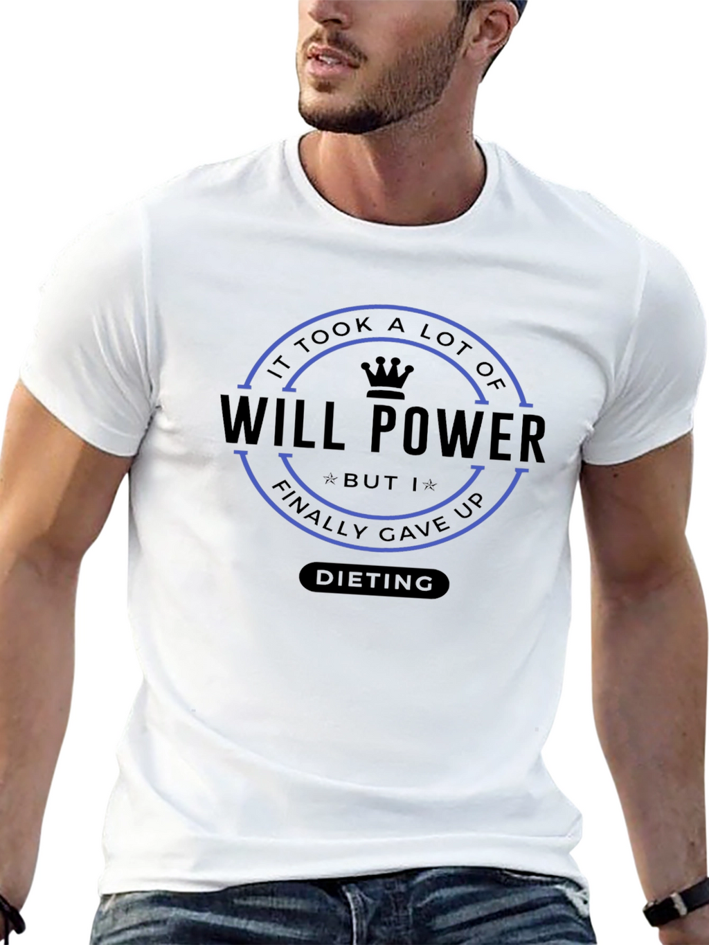 Will Power Dieting T-Shirt Funny Humor Graphic Tee
