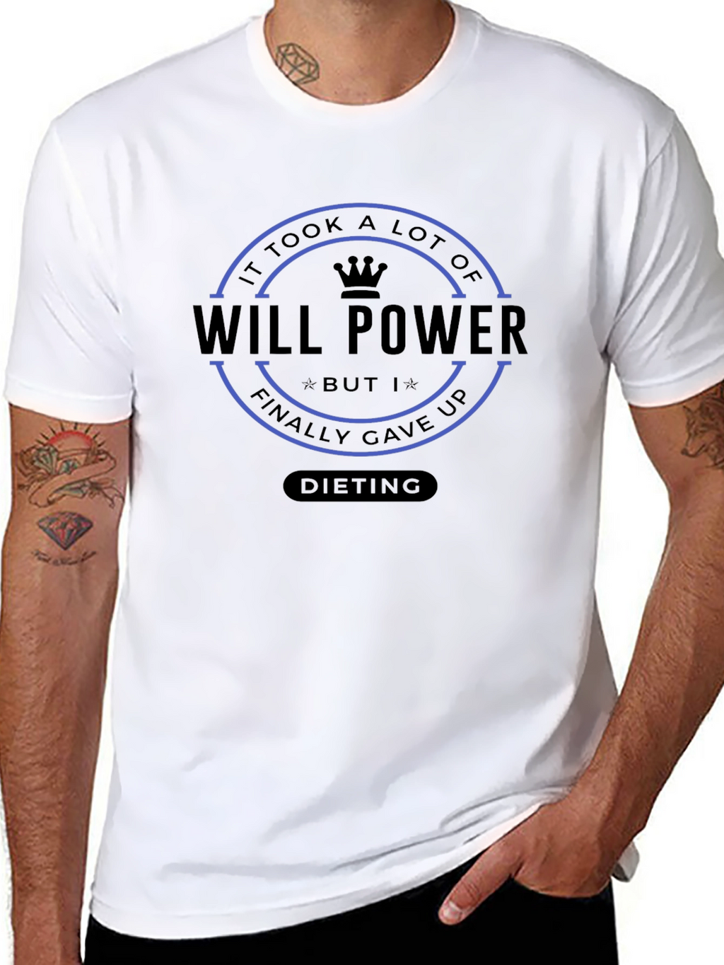Will Power Dieting T-Shirt Funny Humor Graphic Tee