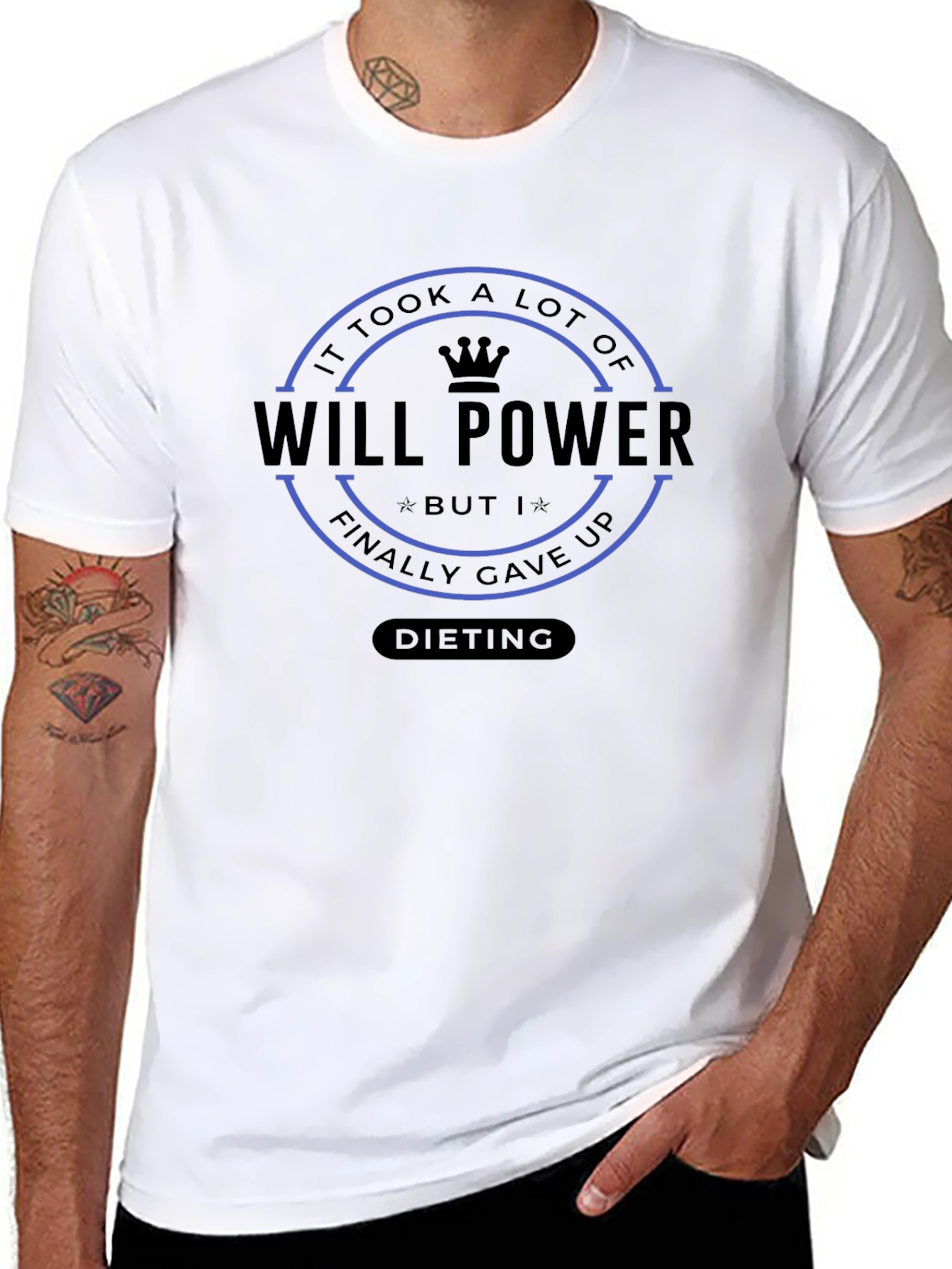 Will Power Dieting T-Shirt Funny Humor Graphic Tee