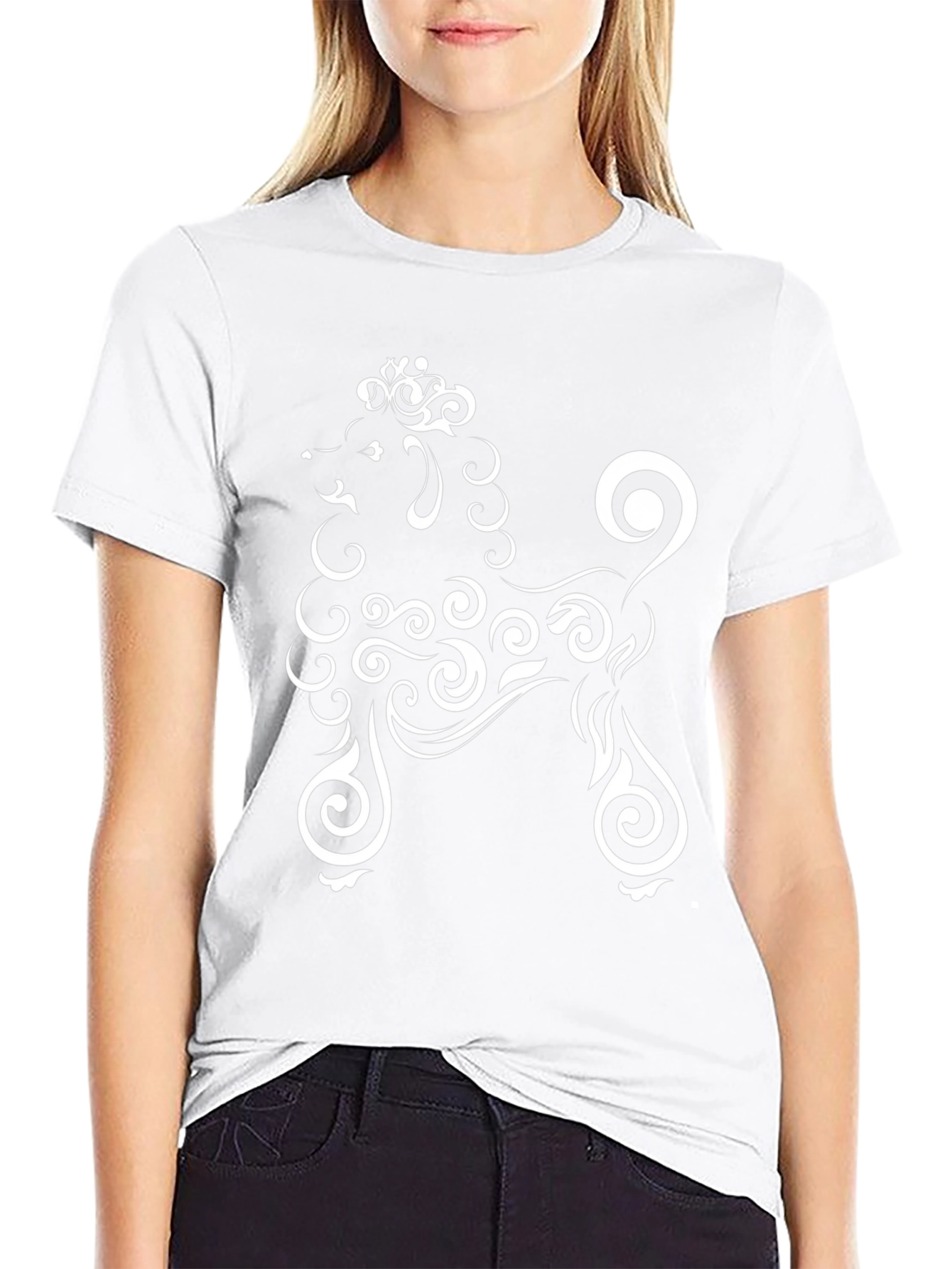 Stylish Black T-Shirt with Poodle Design