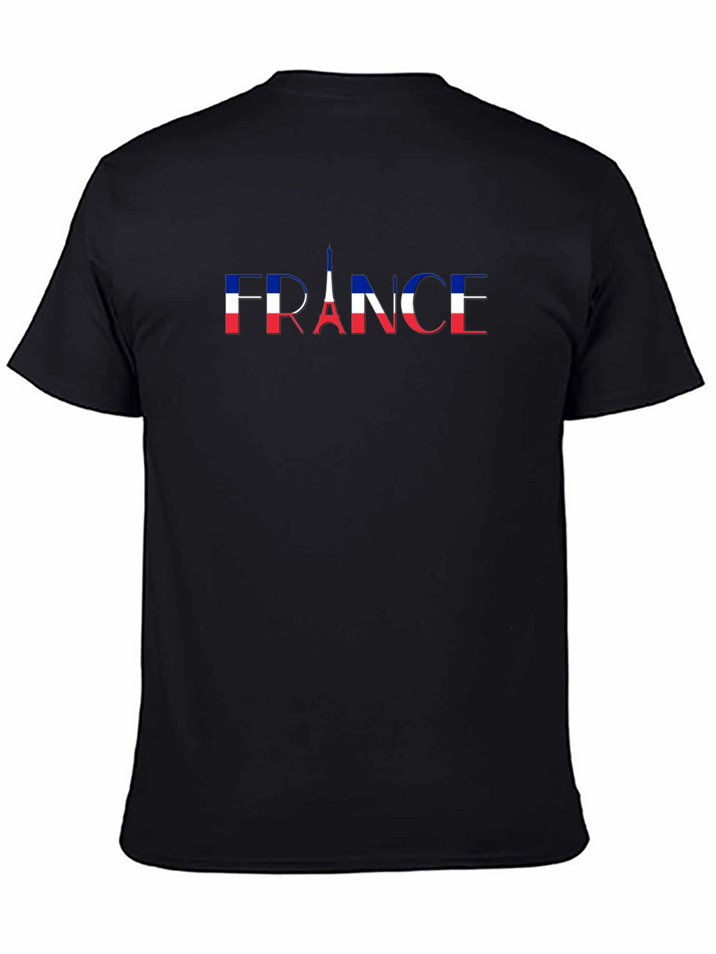 France Flag Eiffel Tower Black T-Shirt