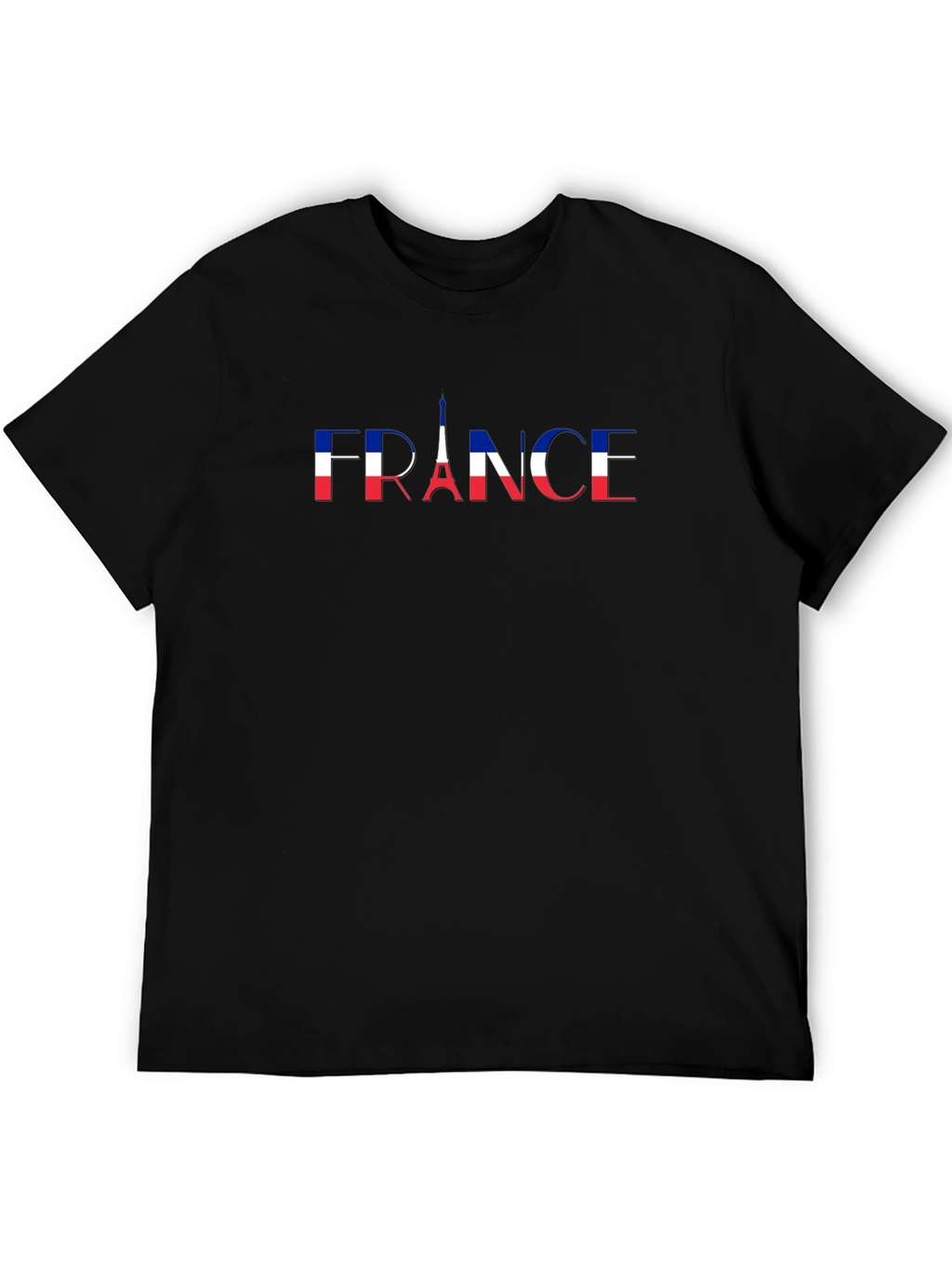 France Flag Eiffel Tower Black T-Shirt