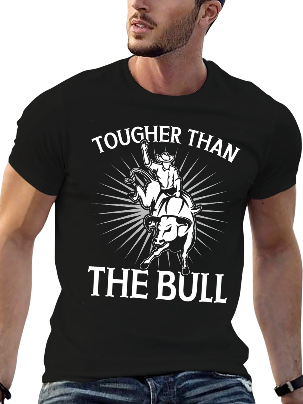 Tougher Than The Bull Graphic Tee - Cowboy Rodeo